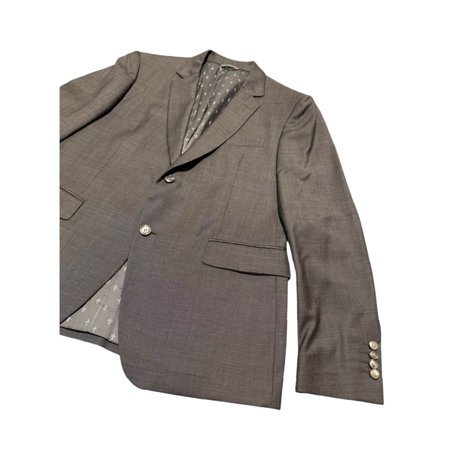 John Varvatos John Varvatos Blazer Gray 100% Virgin Wool Suit Jacket US44R Italy Mens Size 44R - 4 Thumbnail