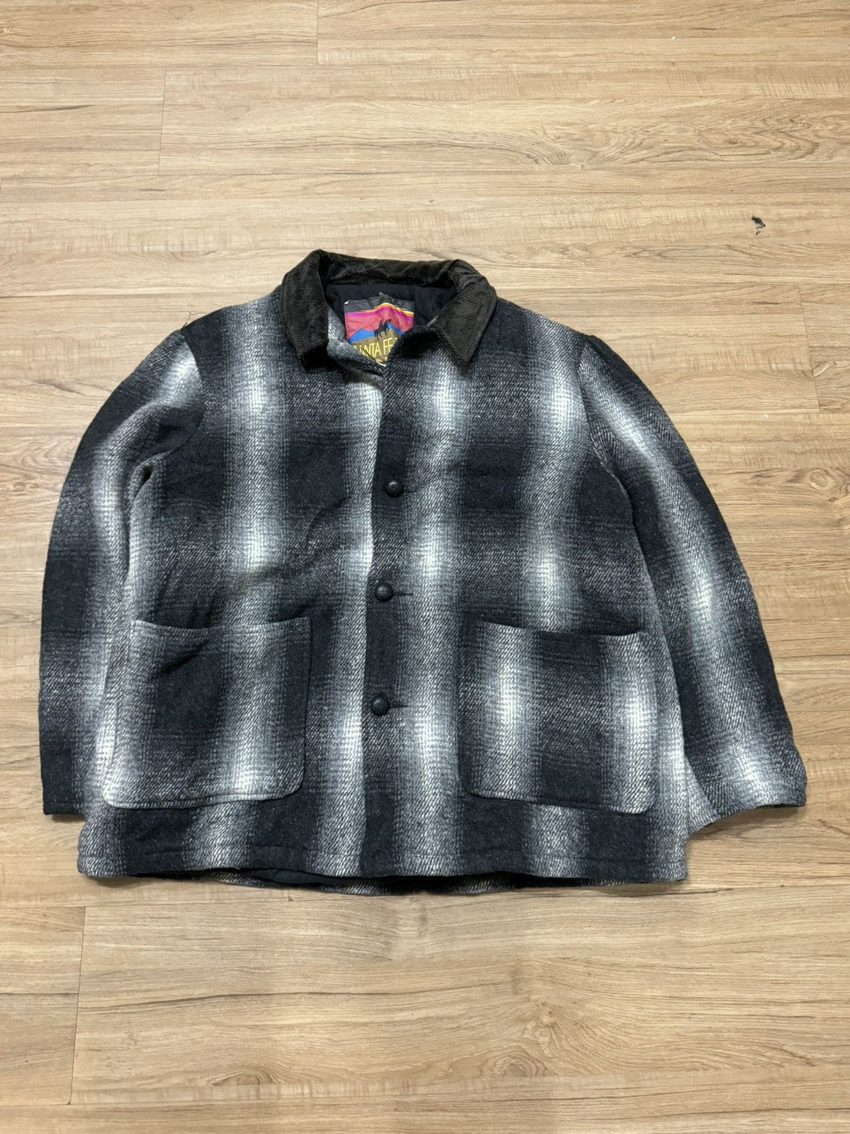 image of Vintage Santa Fe Shadow Plaid Jacket in Grey, Men's (Size Large)