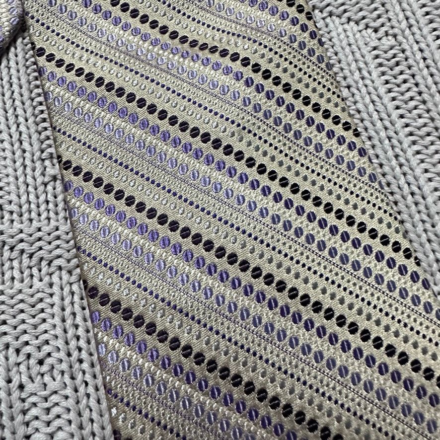 Vintage Vintage Bruno Piattelli silver gray abstract stripe silk tie Size ONE SIZE - 2 Thumbnail