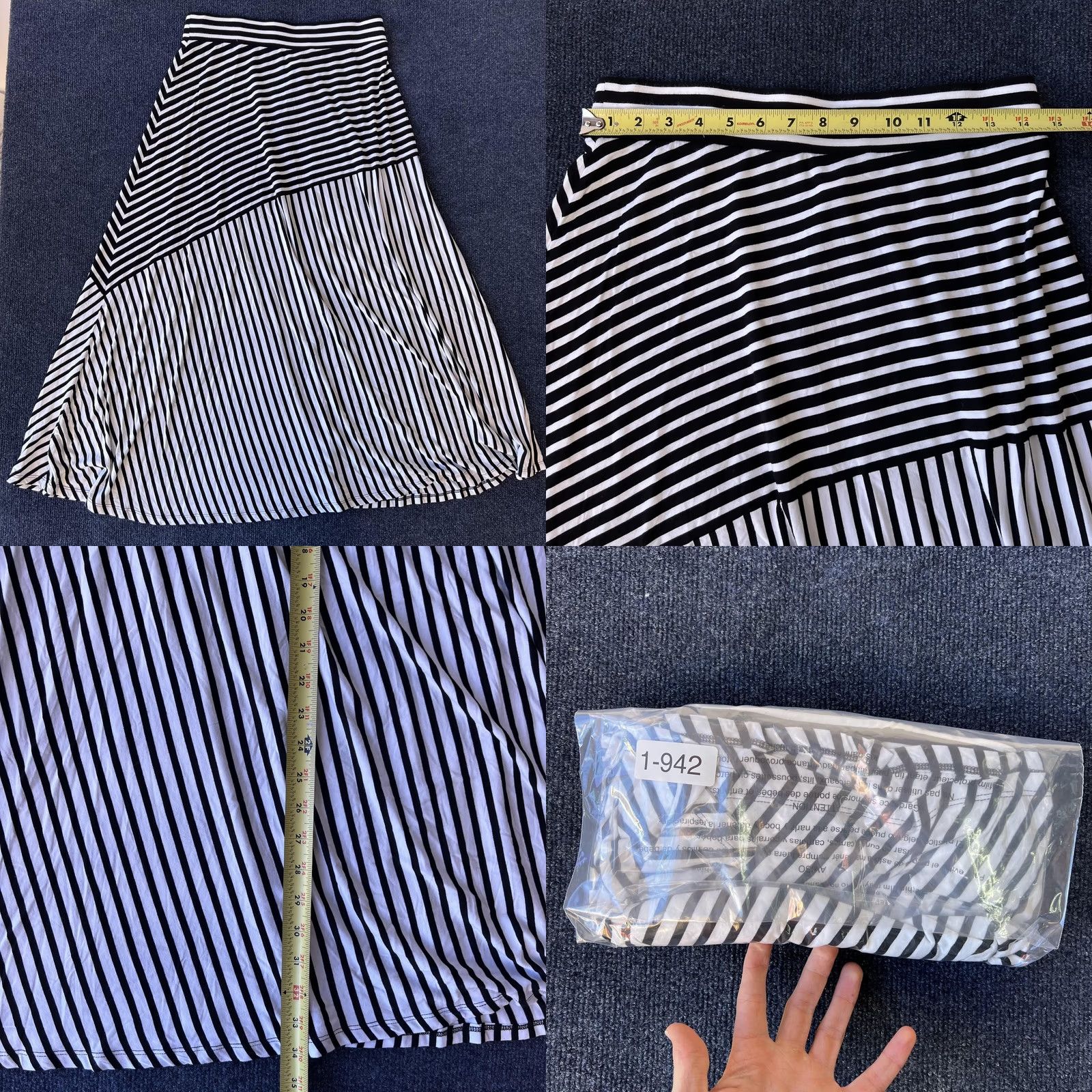 Vintage INC International Concepts Skirt Womens Large Black White Stripe A-Line Midi Size 36" / US 14 / IT 50 - 8 Thumbnail
