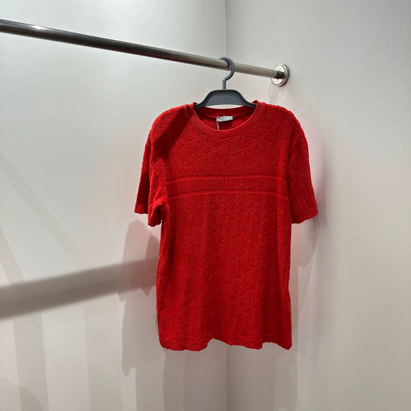 Dior Red Short Sleeve Textured Knit Top Size US XXS / EU 40 - 1 Thumbnail