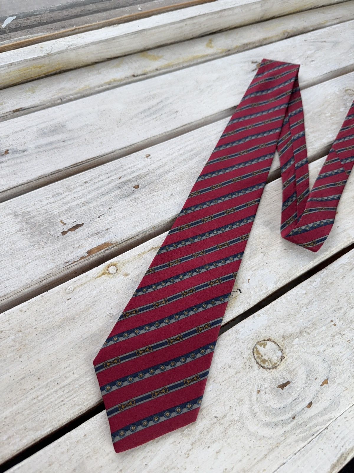 Designer × Lanvin Lanvin Paris Tie Red Silk Geometric Pattern Made in France Size ONE SIZE - 2 Thumbnail