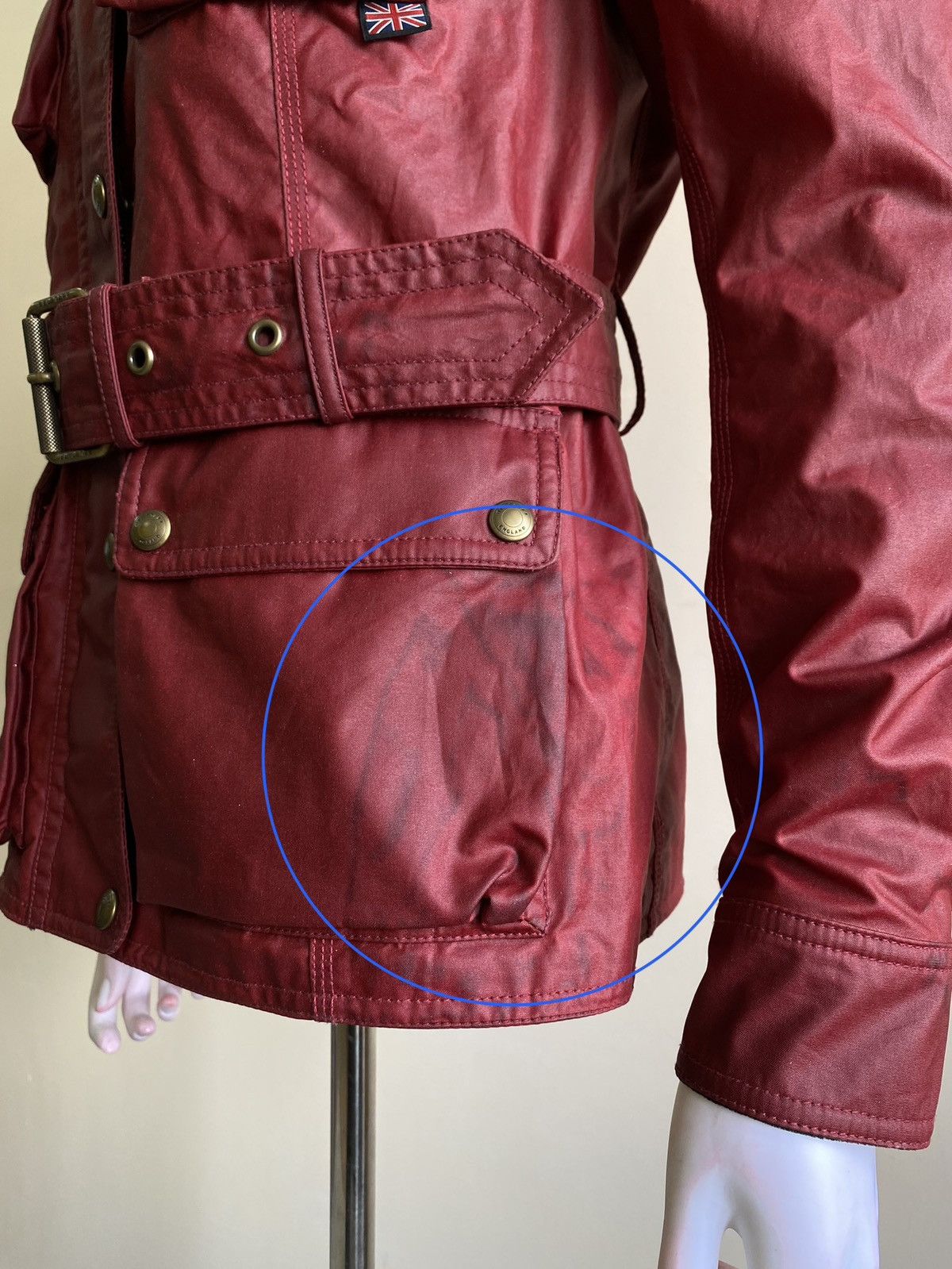 Belstaff Belstaff Womens Red Waxed Roadmaster Belted Jacket Size 40 Size S / US 4 / IT 40 - 8 Thumbnail
