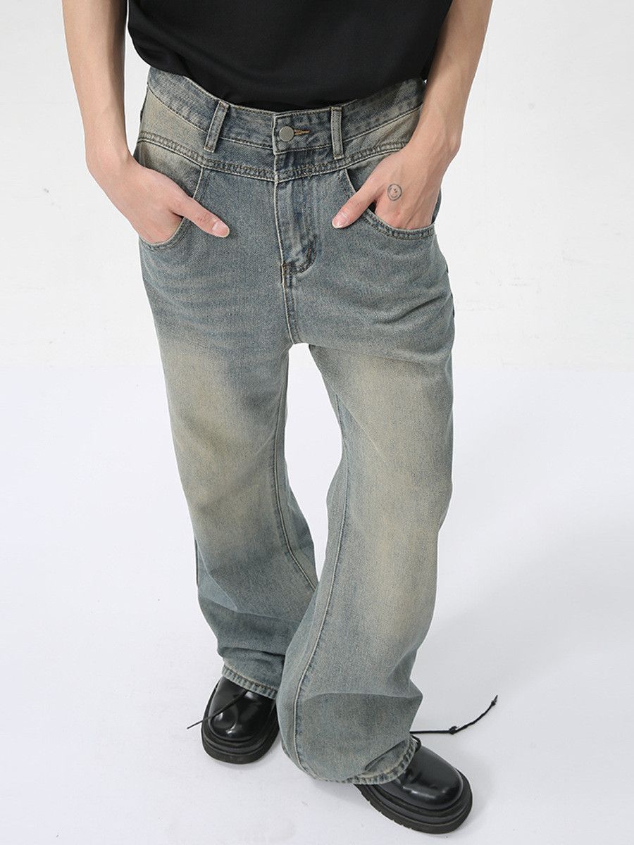 Vintage Men's retro high street vibe style loose flared washed jeans Size US 32 / EU 48 - 5 Thumbnail
