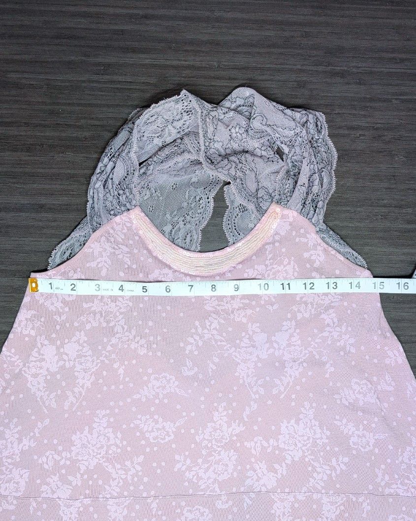 Free People Free People Floral Pink Tank Top Beaded Collar Lace Straps Size XS / US 0-2 / IT 36-38 - 10 Thumbnail