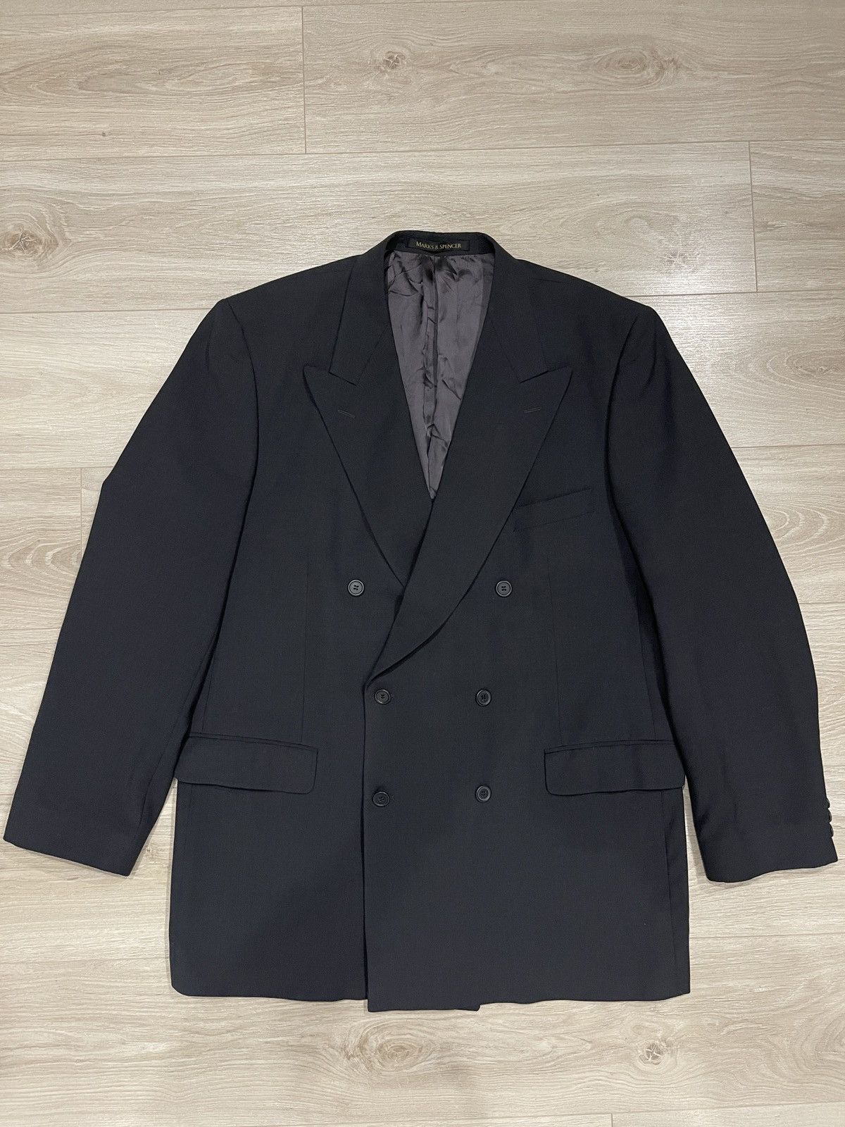 Marks & Spencer Vintage blazer double-breasted classic jacket/ sport coat 46 Size 46L - 8 Thumbnail