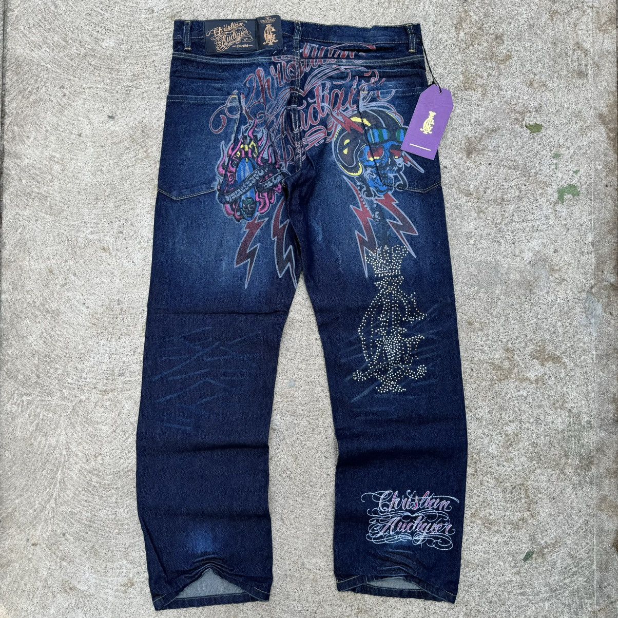 image of Y2K Christian Audigier Death From Above Denim Jeans, Men's (Size 38)