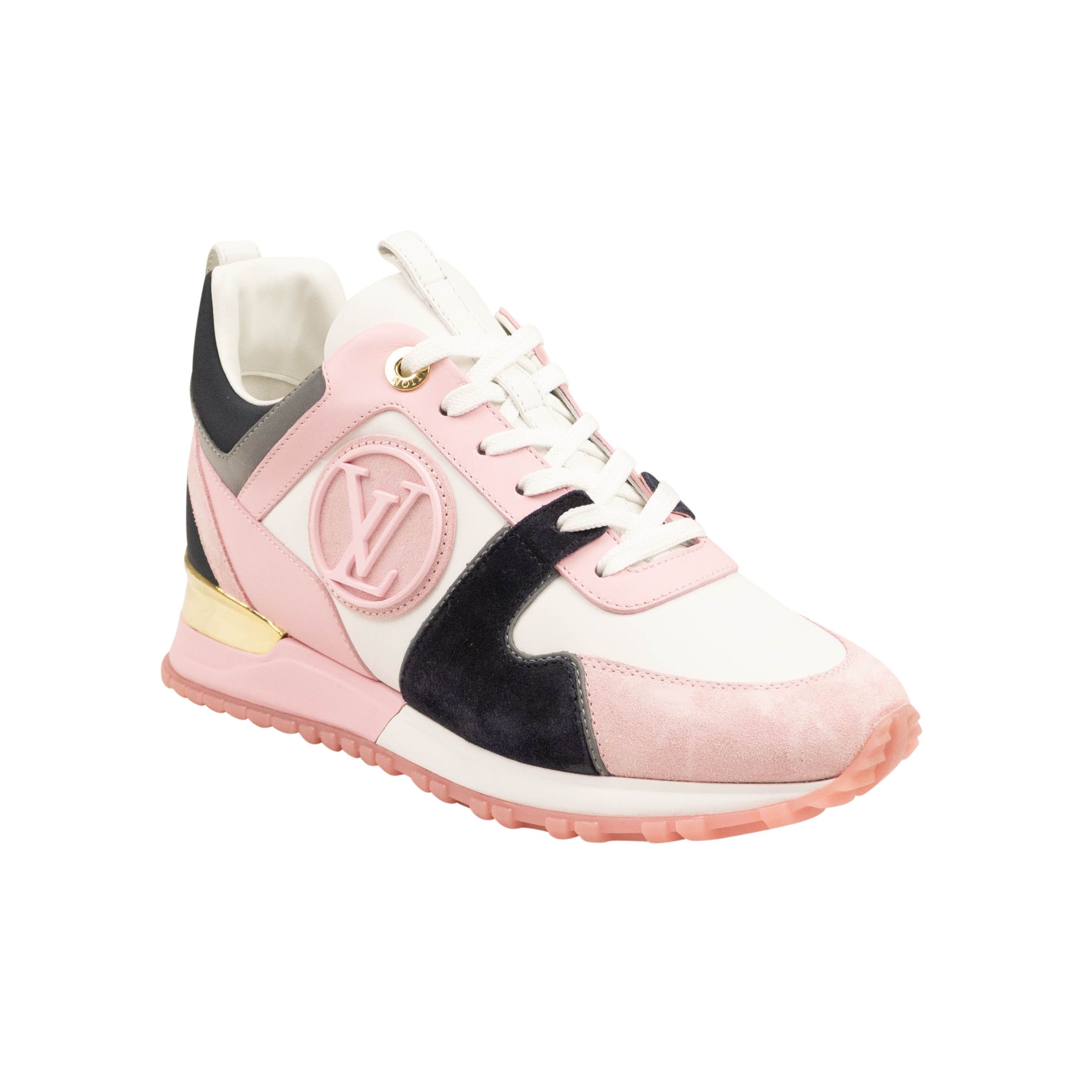 image of Louis Vuitton White & Pink Run Away Sneakers Size 4/34, Women's