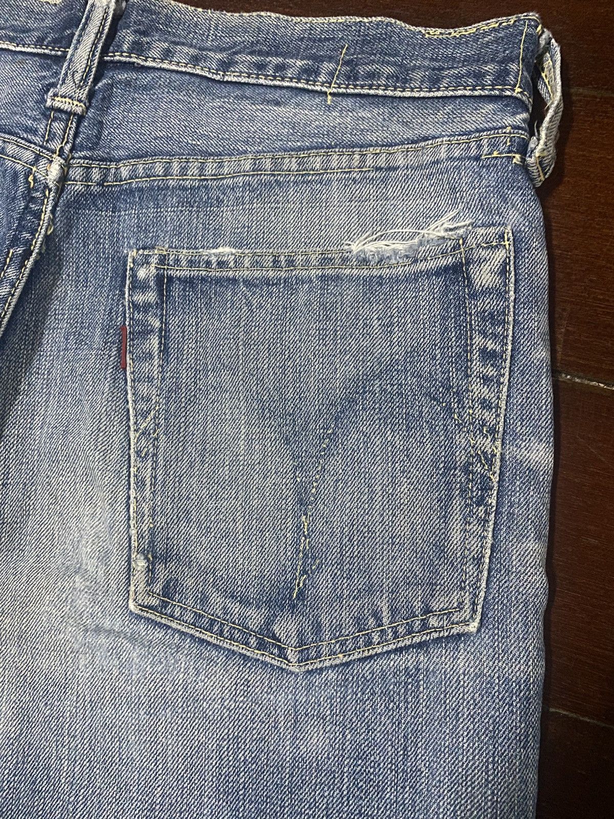 Sugar Cane Vintage sugar cane denime mud wash wide bootcut distressed Size 31" - 12 Thumbnail