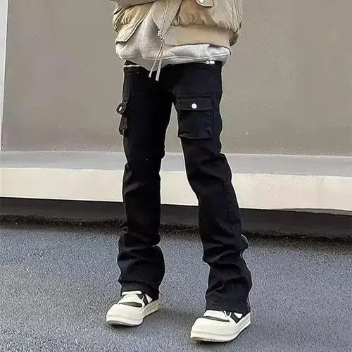 Jean Zipper Black Flared Jeans Cargo Pants Size US 32 / EU 48 - 7 Thumbnail