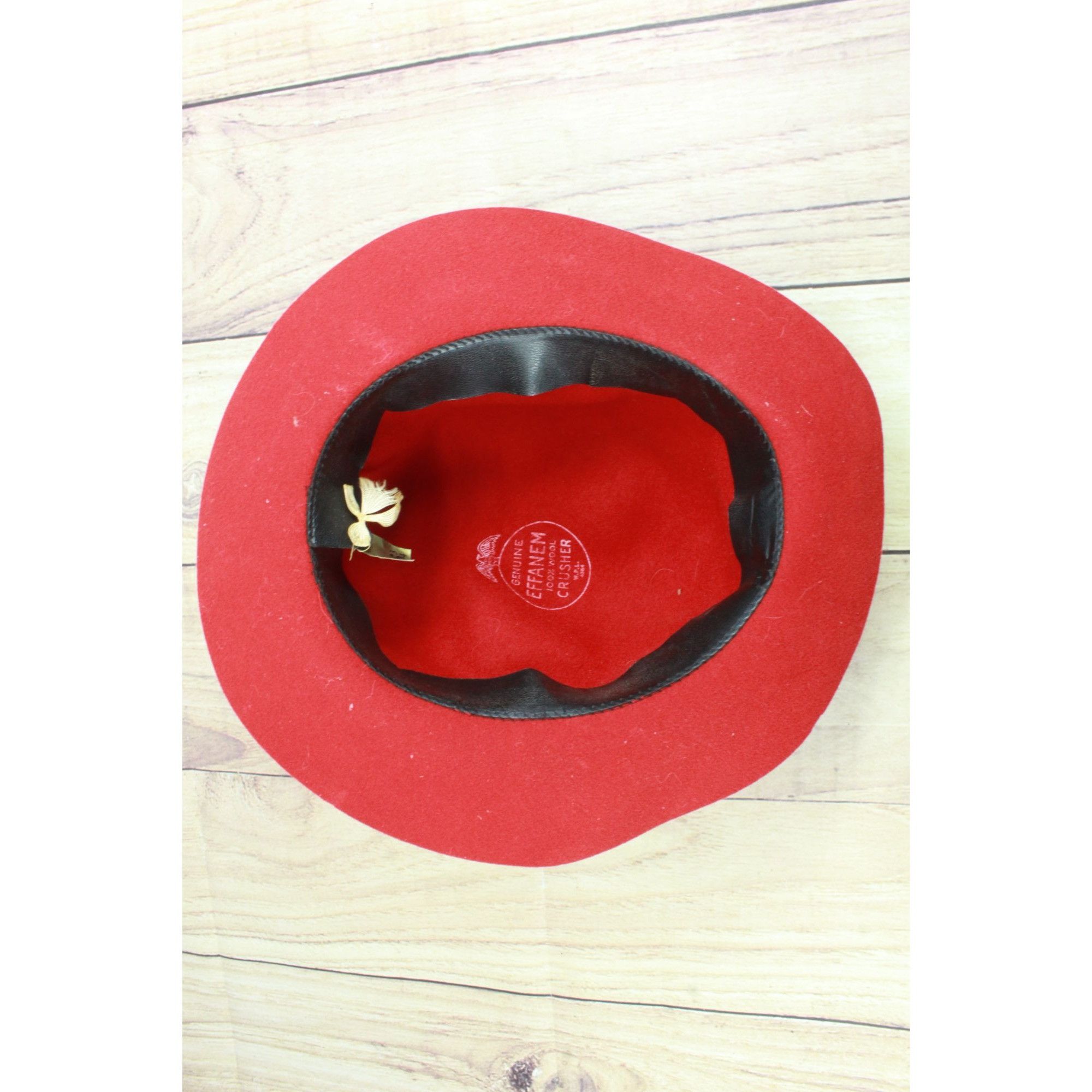 Other Effanem Crusher Scarlet Red Wool Hat Size 6 3/4 Size ONE SIZE - 5 Thumbnail