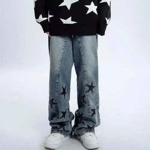 VIBE High street washed embroidered star patch jeans Size US 32 / EU 48 - 1 Thumbnail