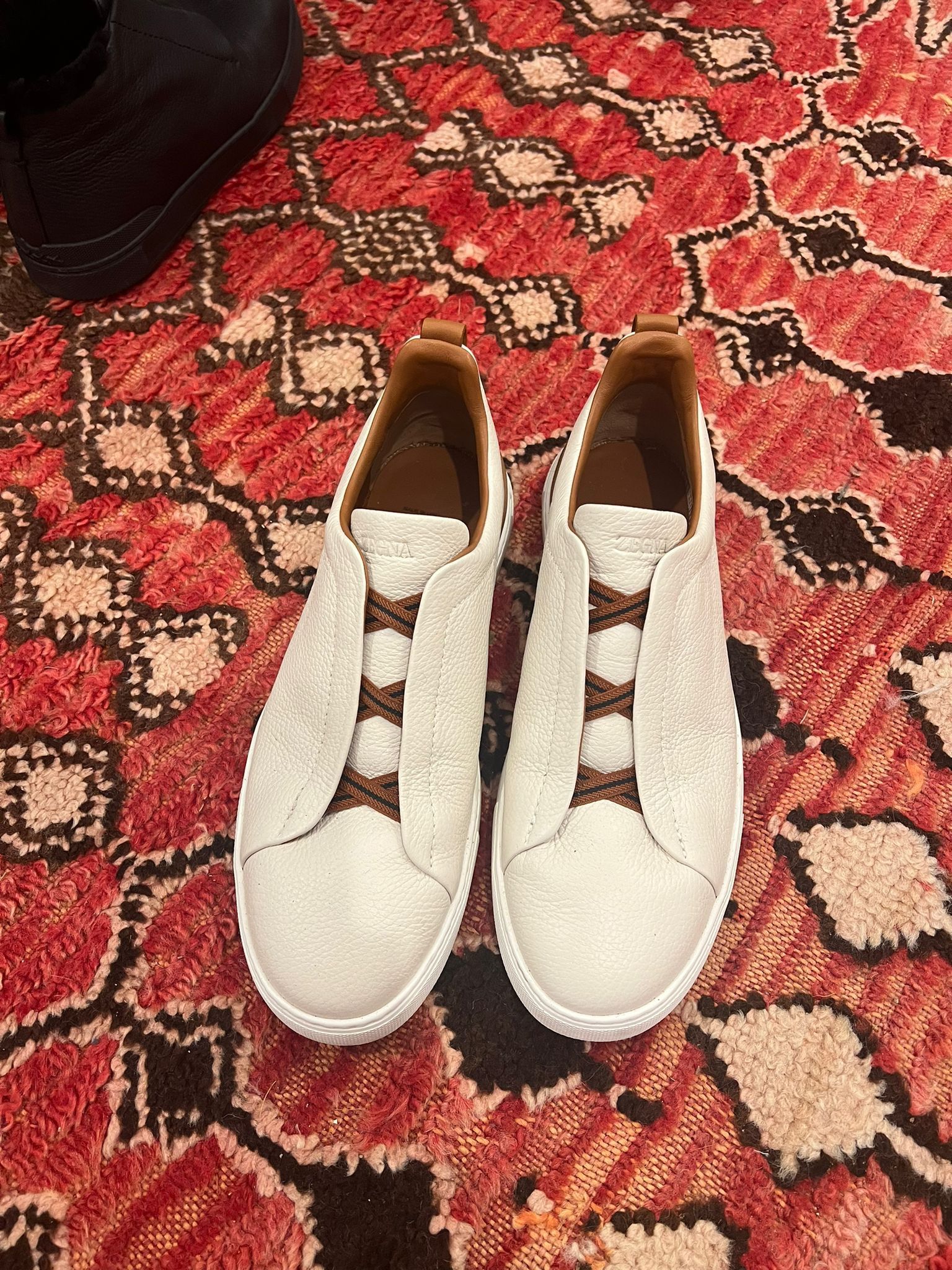 image of Ermenegildo Zegna Couture Triple Stitch Sneakers Size 13 Us in White Leather, Men's