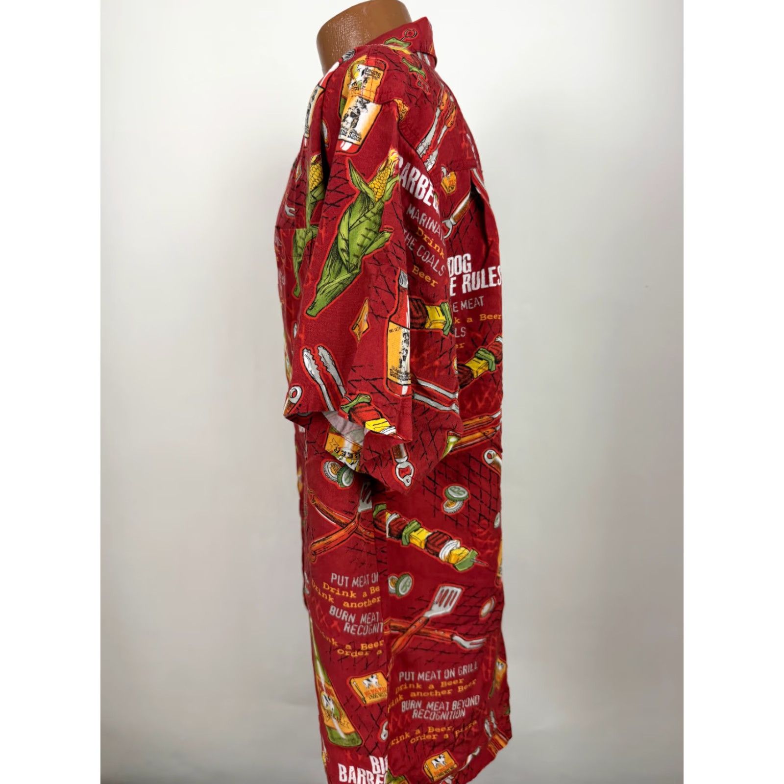 Big Dogs VINTAGE Big Dogs Shirt Men L Red Rayon 90s Funny Hawaiian BBQ Grill Beer Dad Dog Button-Up Short Sleeve Mens Large Size US L / EU 52-54 / 3 - 7 Thumbnail