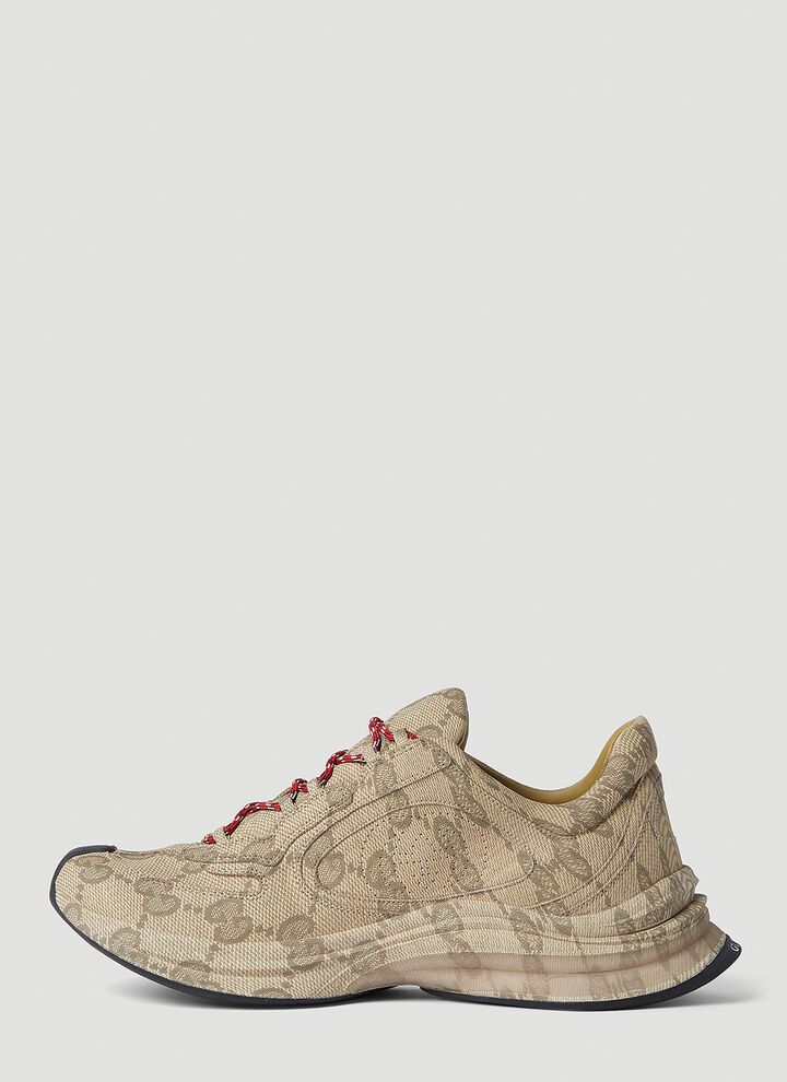 Gucci o1s1wg110425 Men's Gucci Run Sneakers in Beige & Green Size US 9.5 / EU 42-43 - 3 Thumbnail