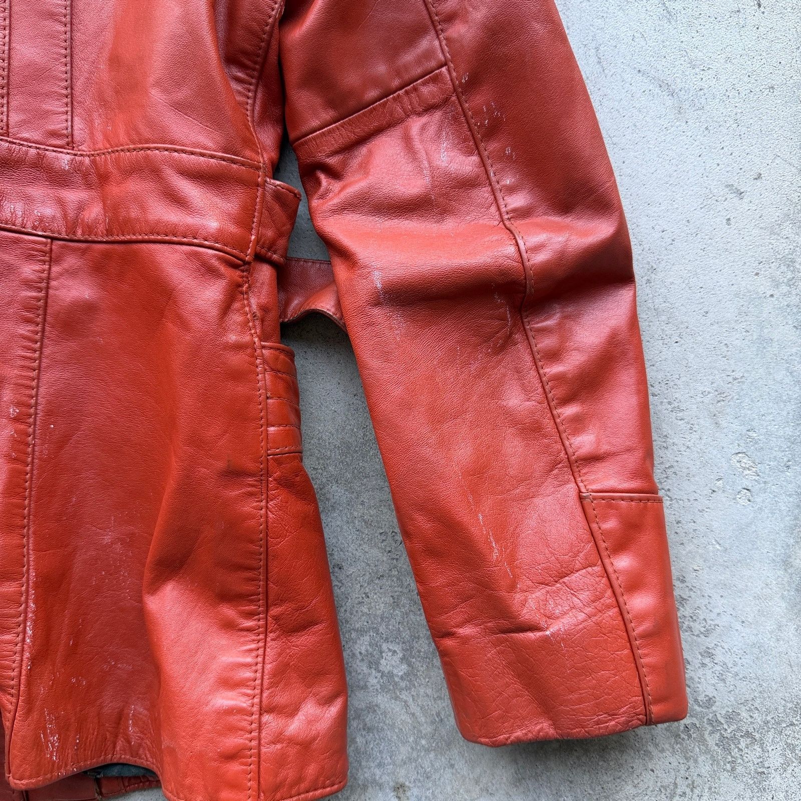 Other Beautiful Vintage 70s CNF Rust Leather Belted Jacket Women Size L / US 10 / IT 46 - 6 Thumbnail
