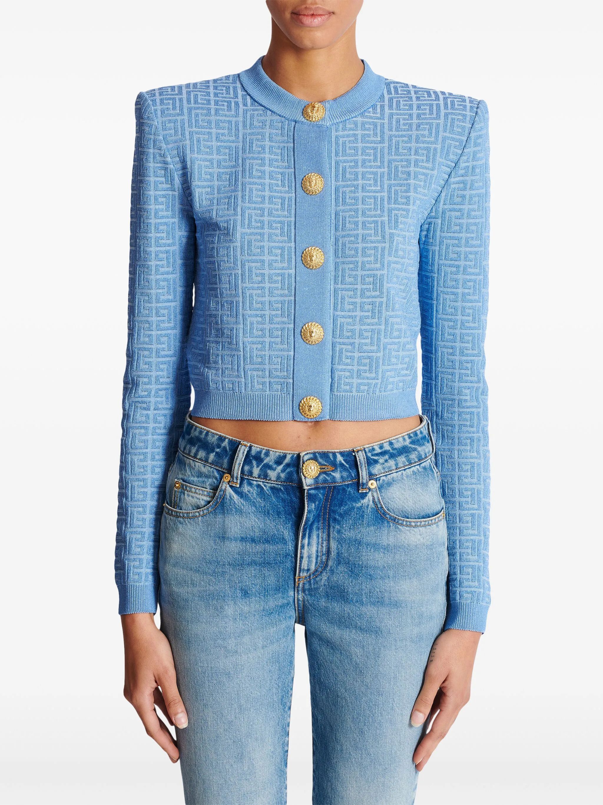 Balmain o1loc1c0526 PB Labyrinth Cardigan in Blue Size XXS / US 00 / IT 34 - 4 Thumbnail