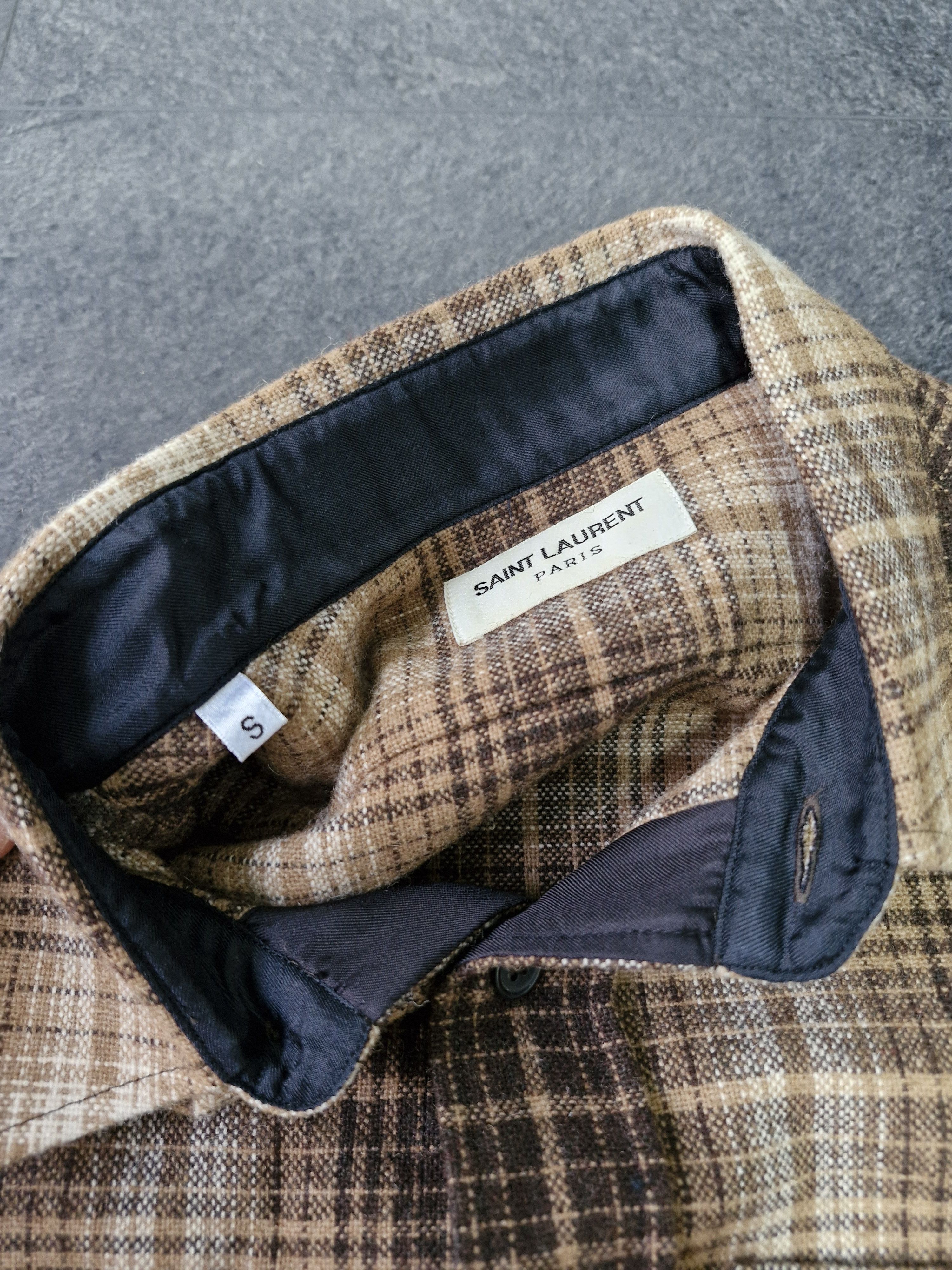 Saint Laurent Paris AW13 Brown Plaid Flannel Shirt Size US S / EU 44-46 / 1 - 4 Thumbnail