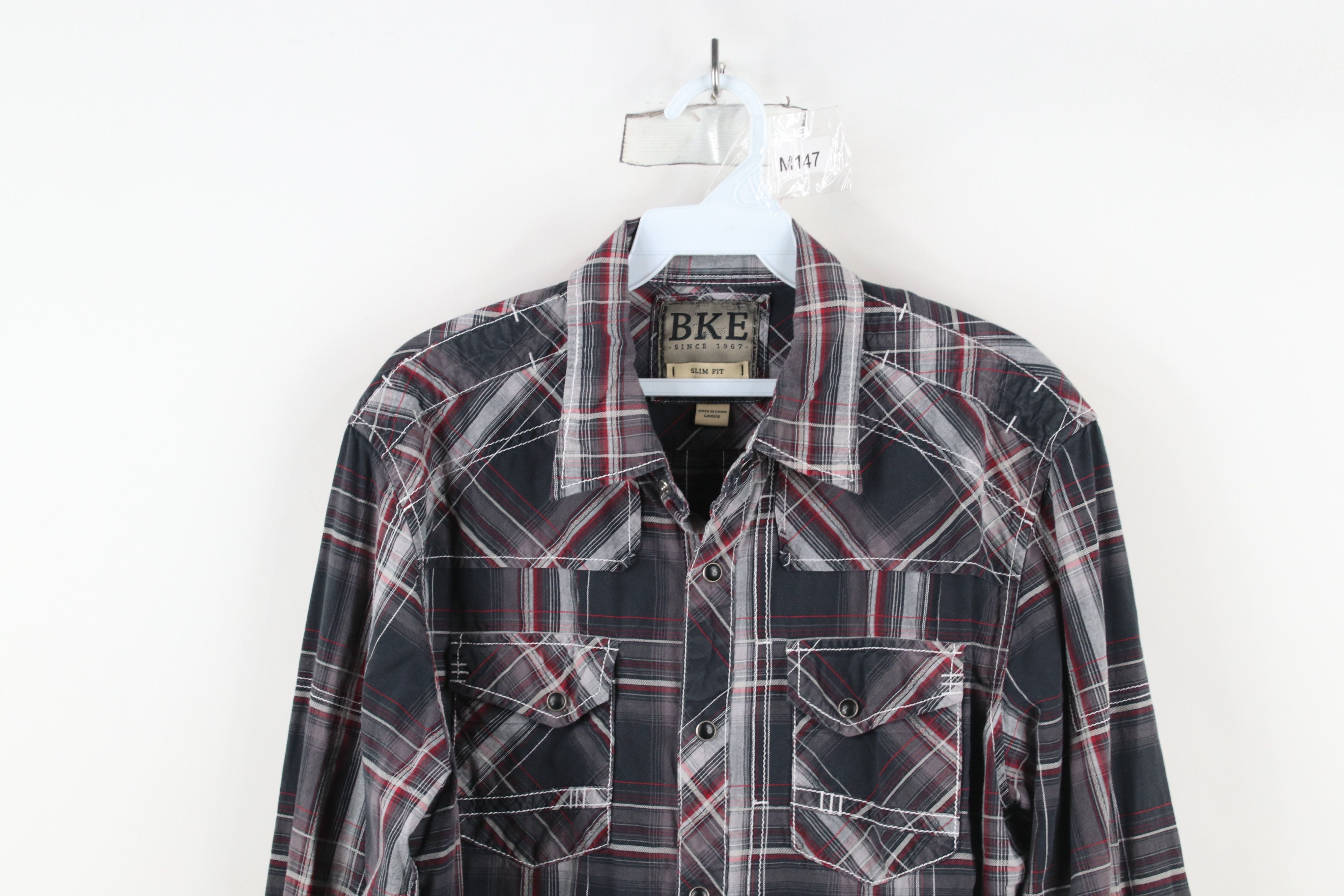 Vintage Buckle BKE Slim Fit Thick Stitch Snap Button Collared Shirt Size US L / EU 52-54 / 3 - 2 Thumbnail
