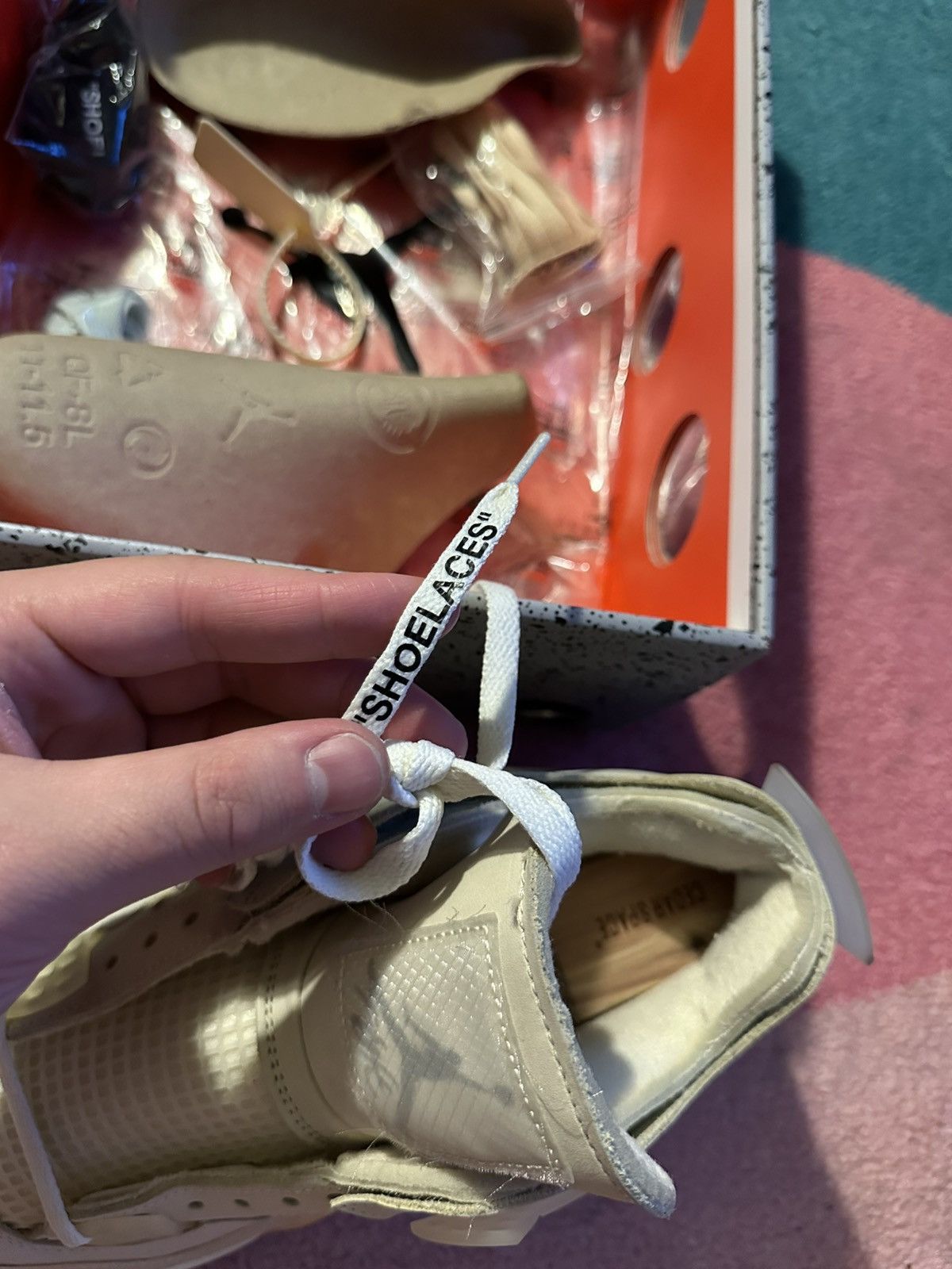 Jordan Brand × Off-White Off White x Air Jordan 4 Retro SP Sail Womens Size US 11.5 / EU 44-45 - 18 Thumbnail