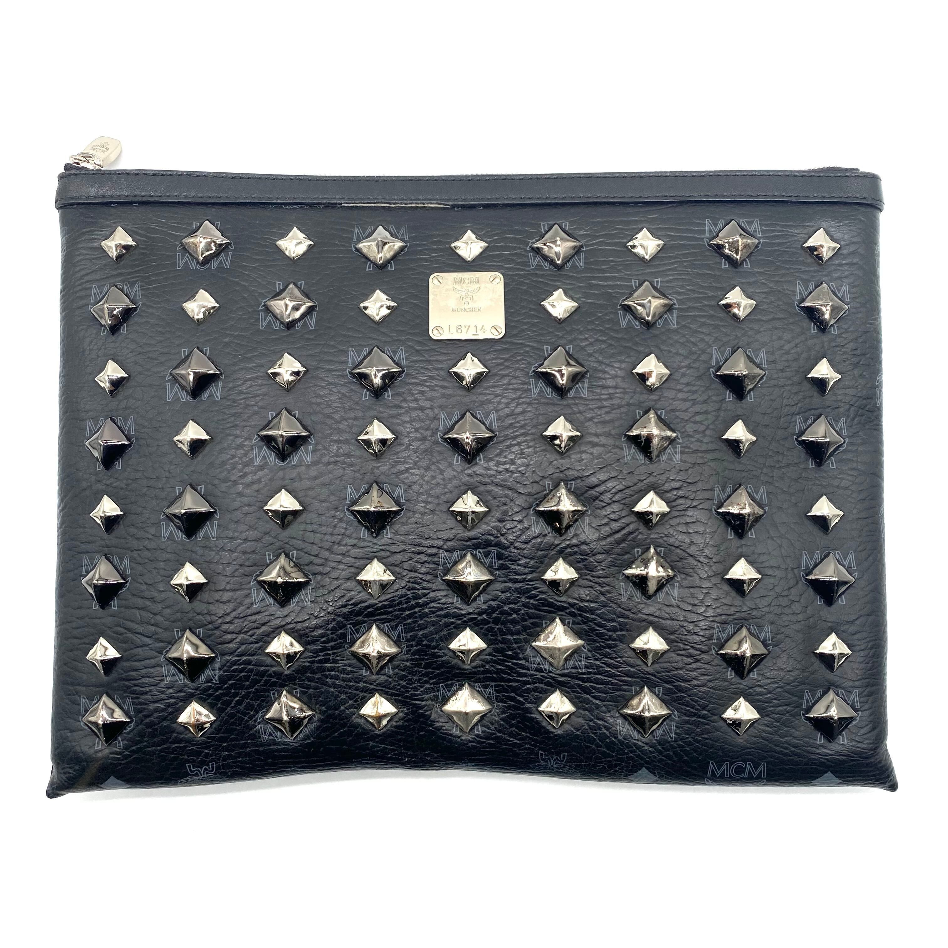 MCM MCM Visetos Clutch Bag with studs Black oveless guild prime Size ONE SIZE - 1 Thumbnail