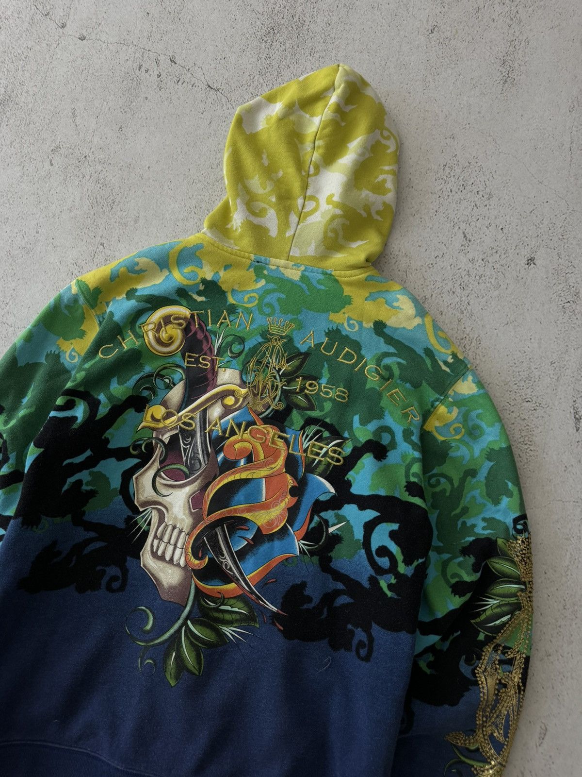 Christian Audigier × Ed Hardy × Vintage Christian Audigier Ed Hardy Style Vintage Skull Zip Hoodie Size US S / EU 44-46 / 1 - 12 Thumbnail