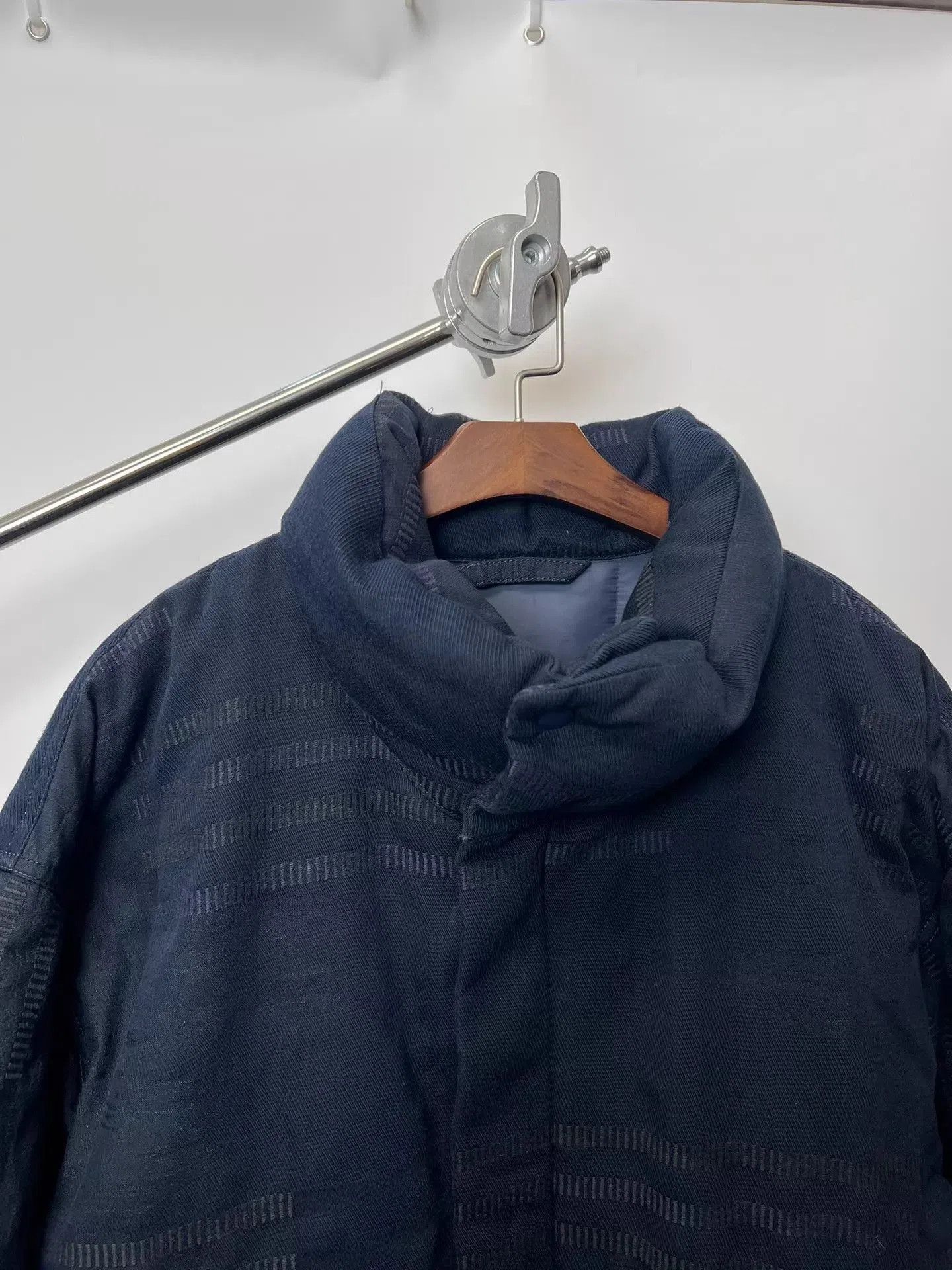 Issey Miyake Black High Collar Striped Light Jacket. Size US XL / EU 56 / 4 - 3 Thumbnail