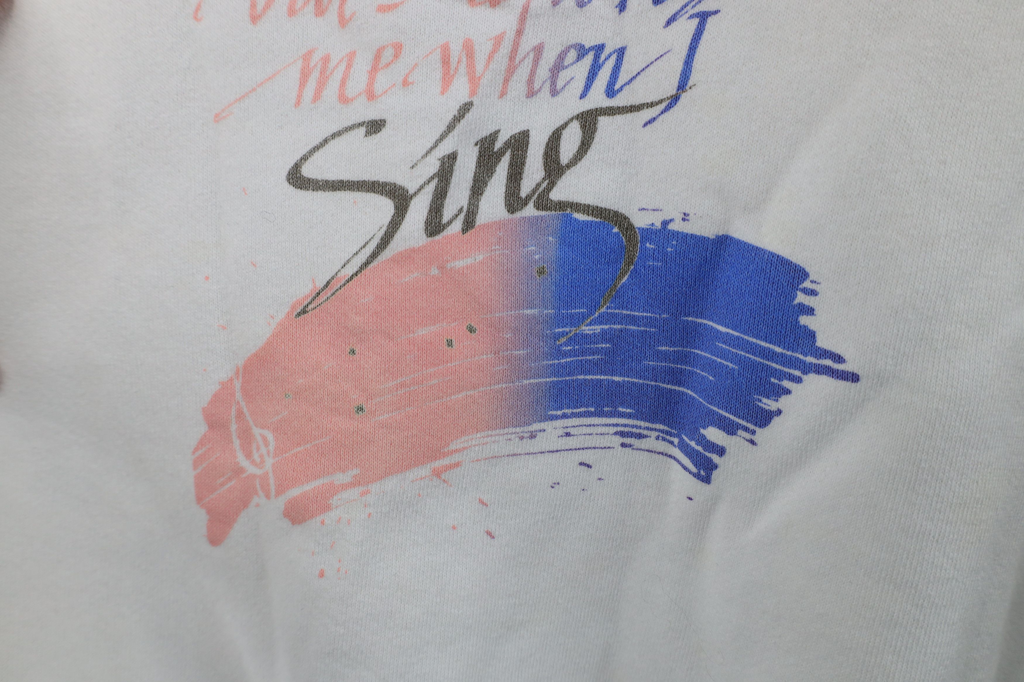 Vintage Vintage 90s Christian God Loves Me When I Sing Sweatshirt Size L / US 10 / IT 46 - 6 Thumbnail