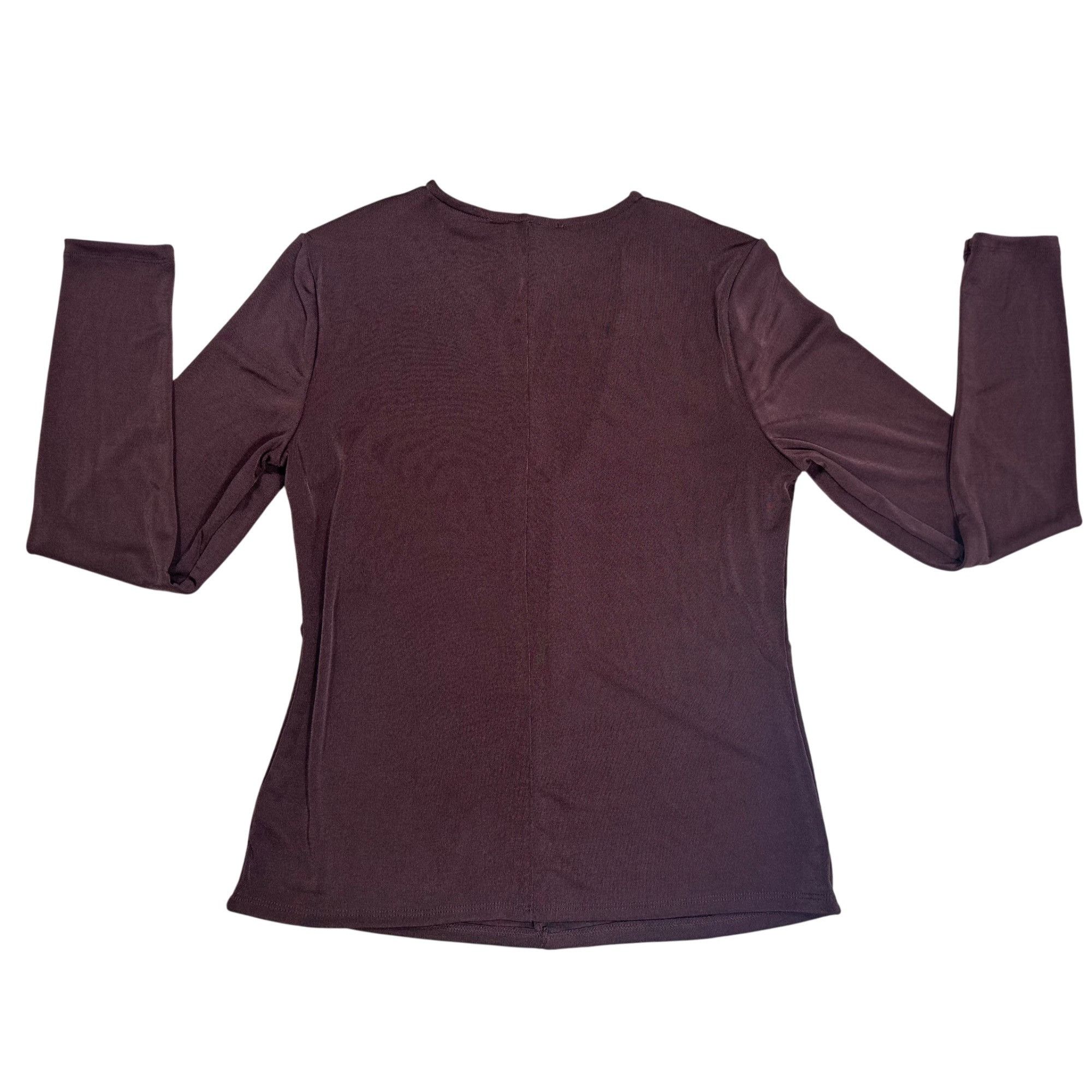 Other Nina Parker Plus V-Neck Fitted Blouse Brown Long Sleeve 0X N Size XL / US 12-14 / IT 48-50 - 4 Thumbnail