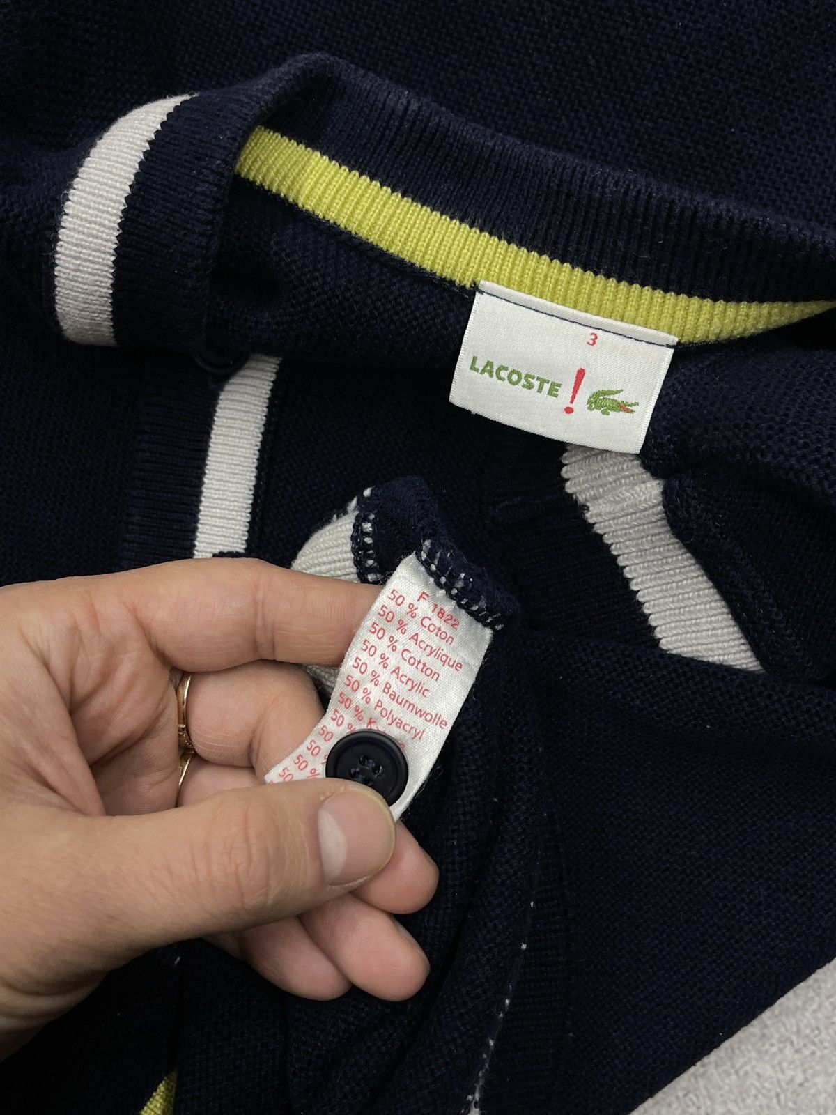 Lacoste Mens Lacoste Live Knitted Cardigan Navy Size M Size US M / EU 48-50 / 2 - 6 Thumbnail