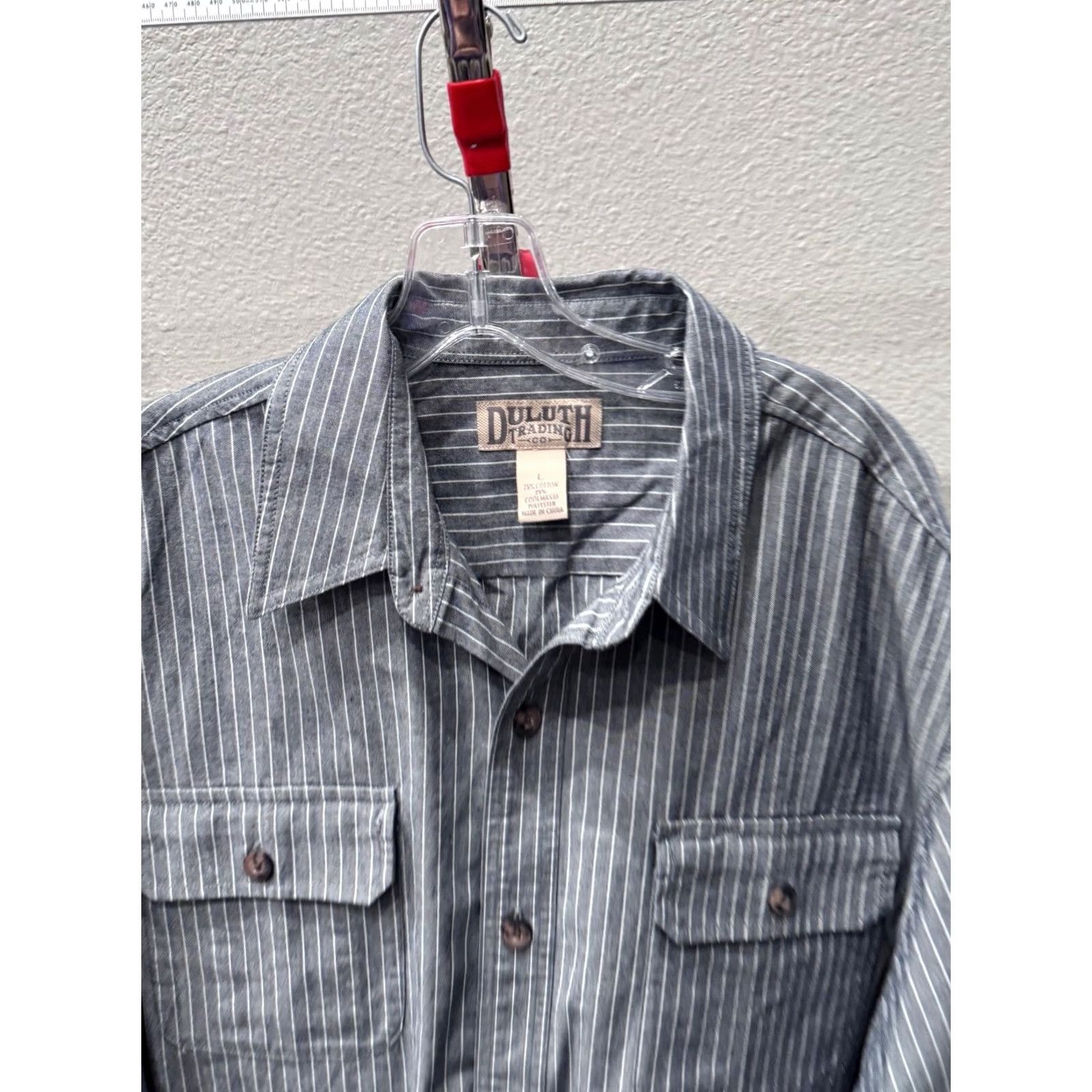 CO Duluth Trading Co Shirt LONG SLEEVE Stripe Denim Large L Mens Size US L / EU 52-54 / 3 - 4 Thumbnail