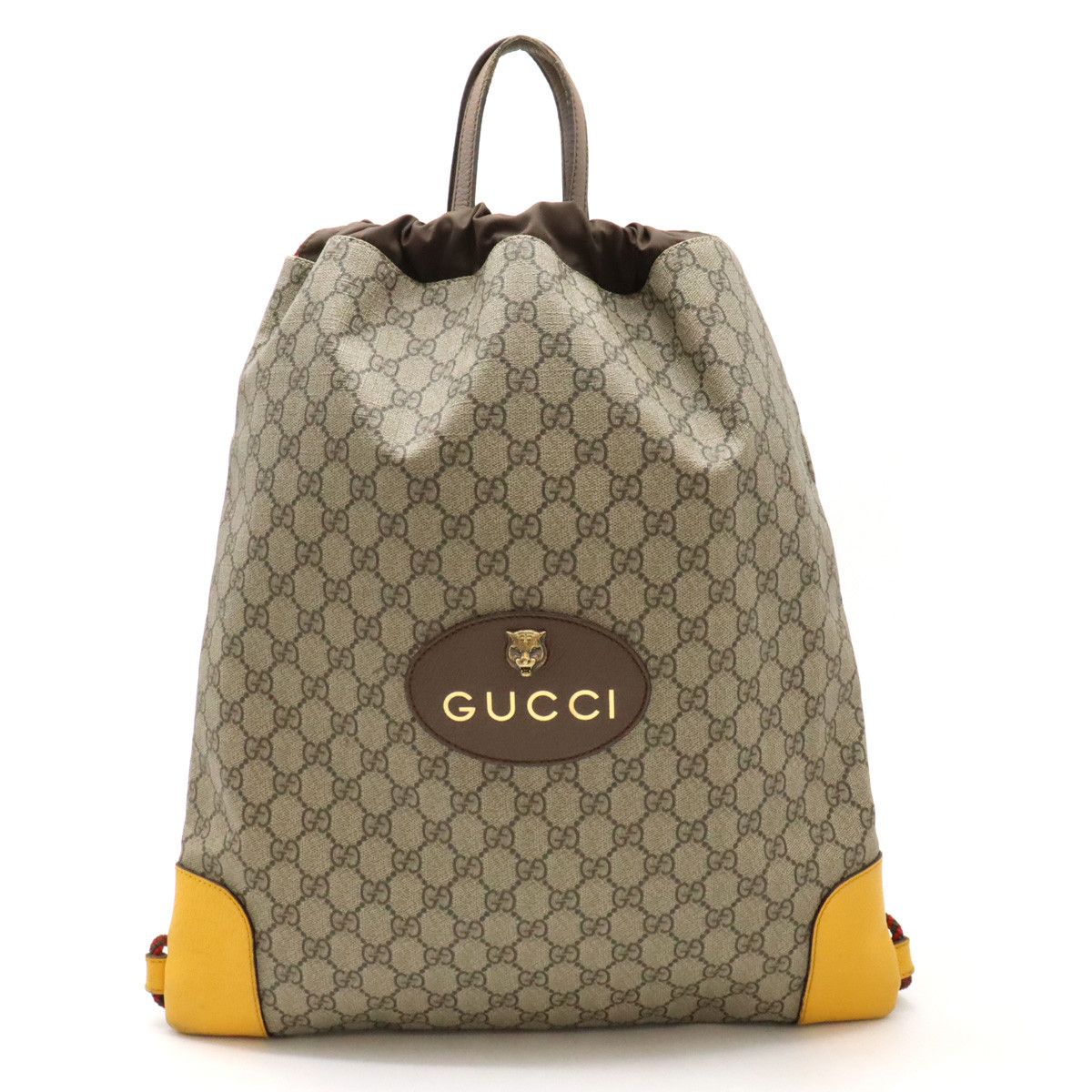 Gucci Gucci GG Supreme Cat Head Drawstring Backpack PVC/Leather Canvas Backpack 473872 in Very Good Condition