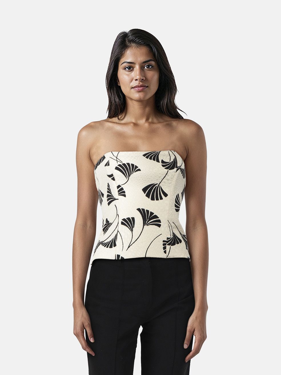 Giorgio Armani Black & White Floral Corset Top Size XS / US 0-2 / IT 36-38 - 1 Thumbnail