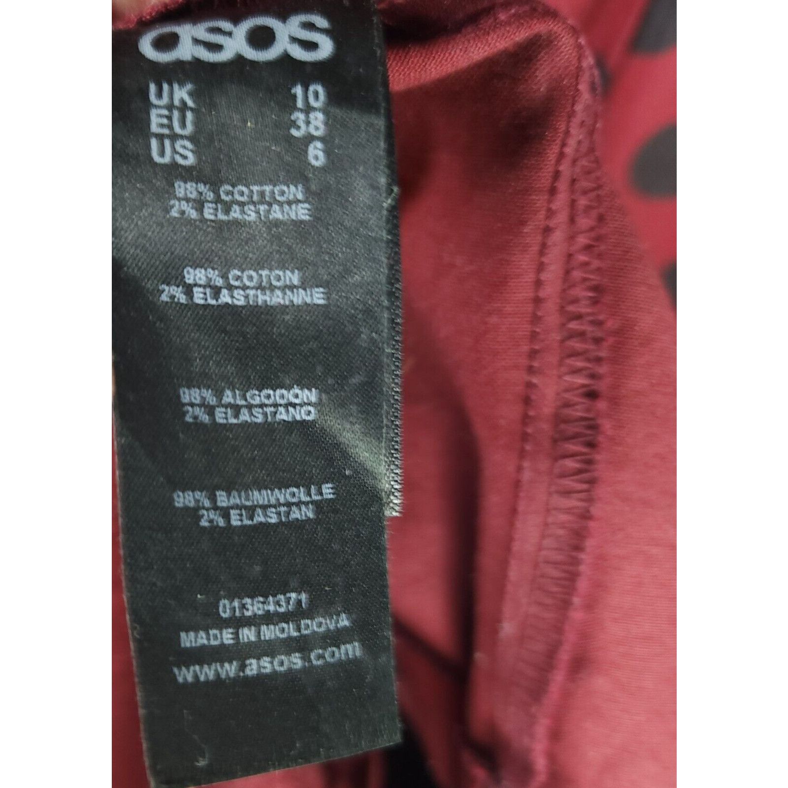 Asos ASOS Red & Black Dot Short Sleeve MIDI Dress Size 6 - Cotton Size M / US 6-8 / IT 42-44 - 2 Thumbnail