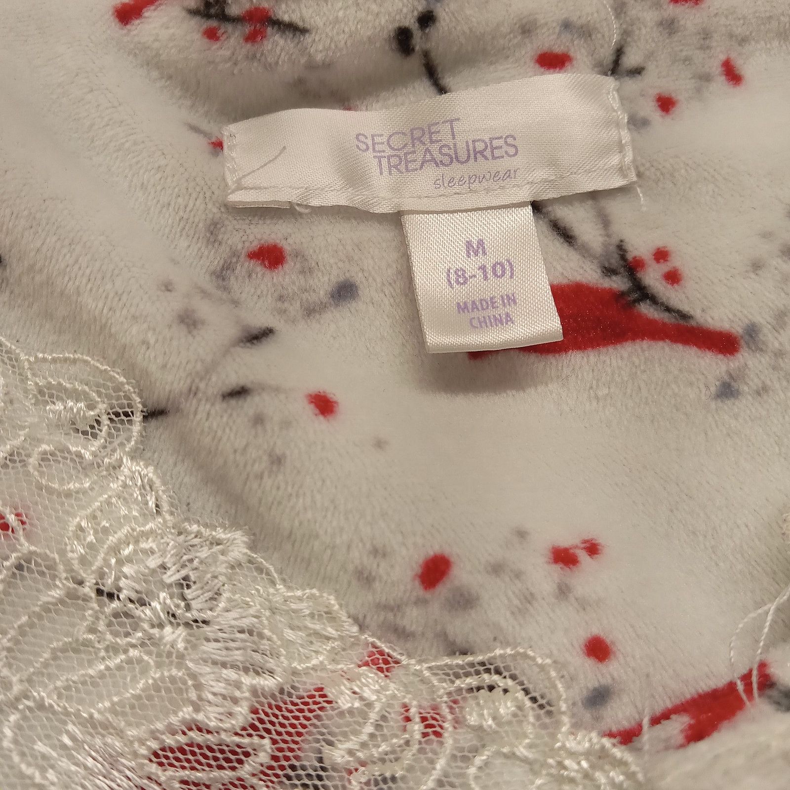 & Other Stories Secret Treasures Sleepwear Night Dress Fleece Cardinals Lace Size M / US 6-8 / IT 42-44 - 5 Thumbnail