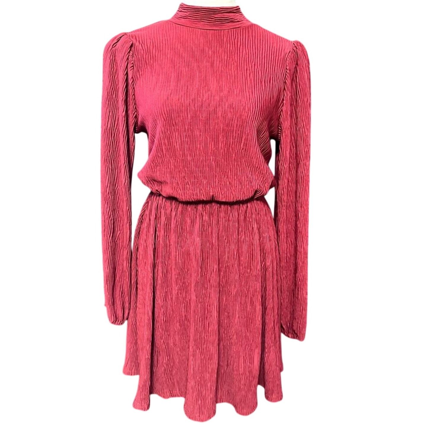 Other Floret Studios Women's Red Pleated Long Sleeve Mini Dress M Size M / US 6-8 / IT 42-44 - 2 Thumbnail