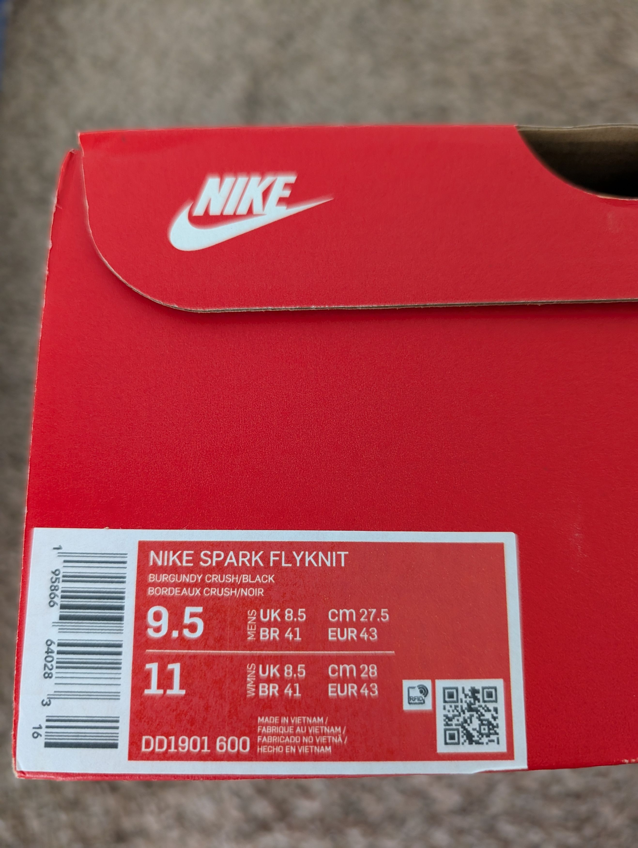 Nike NEW w/ box Nike Spark Flyknit Burgundy Crush US 9.5 Size US 9.5 / EU 42-43 - 6 Thumbnail