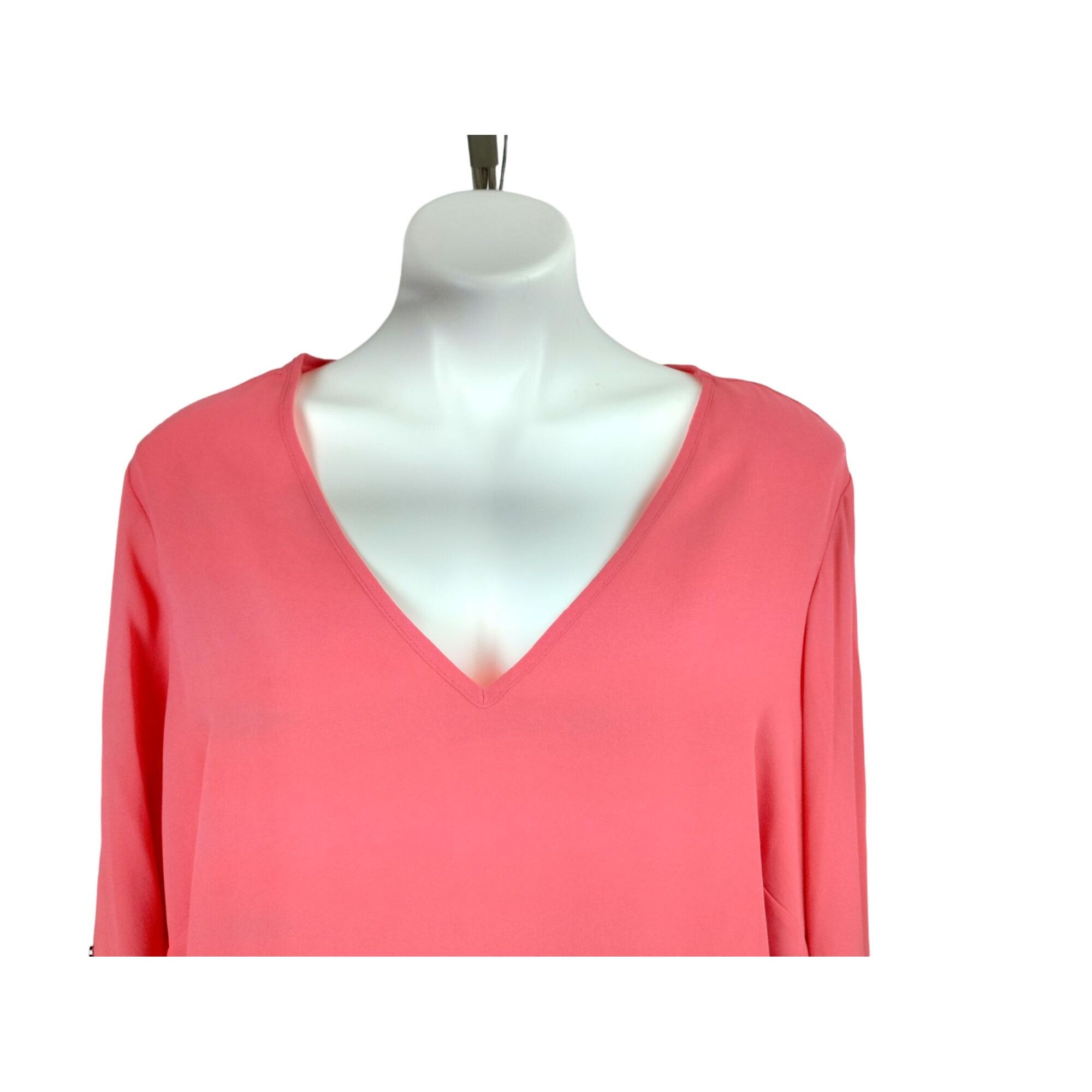Other Zac and Rachel Womens 2X Pink V-Neck Rolled Sleeve Blouse wi Size 3XL / US 20-22 - 10 Thumbnail
