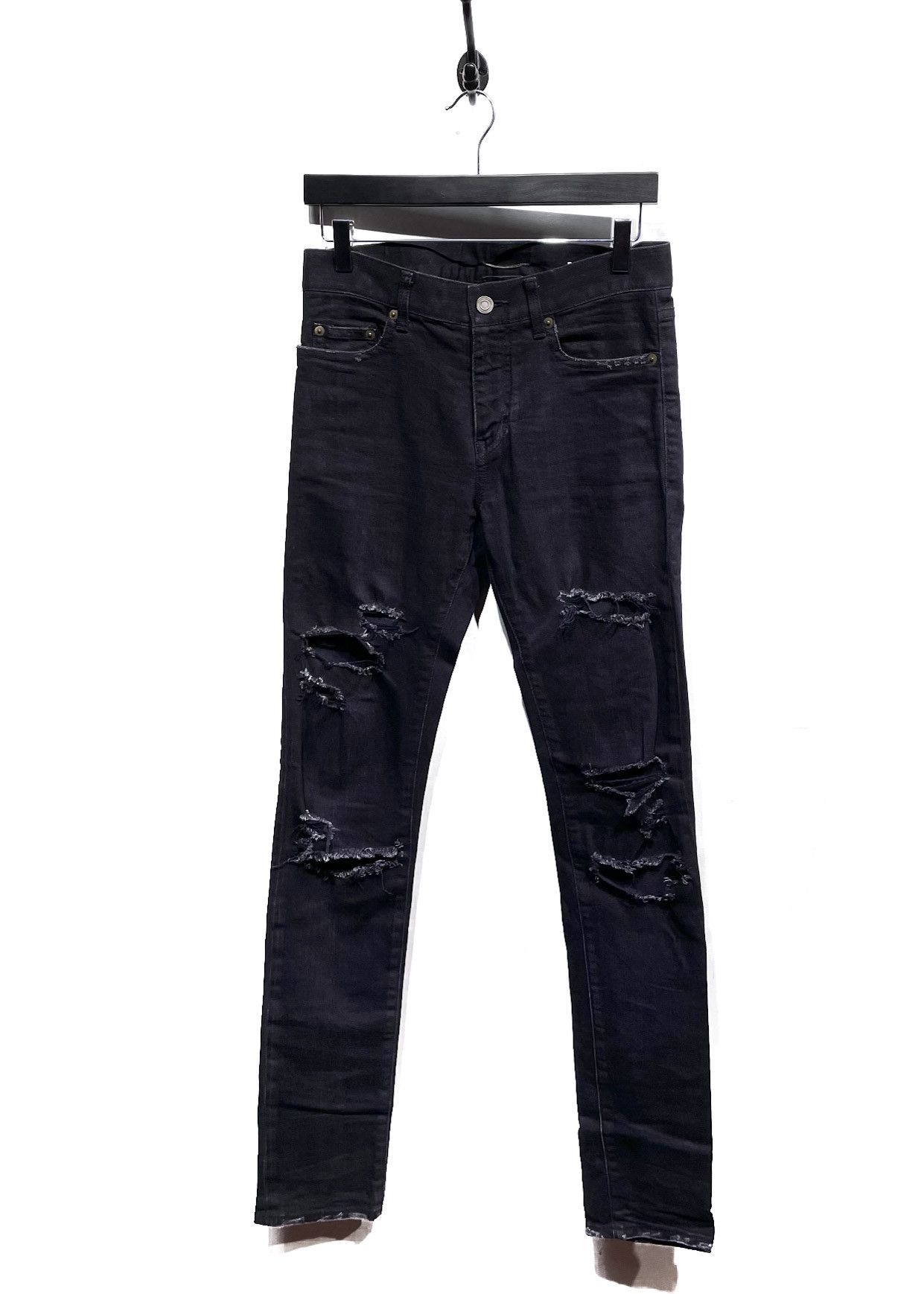 Saint Laurent D02 Black Destroyed Skinny Jeans