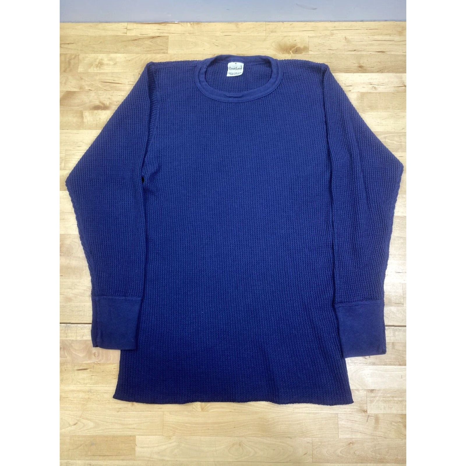 Vintage VINTAGE GreatLand Waffle Knit Thermal Mens M Blue Long Sleeve Crew Neck T-Shirt Made in USA #8318 Size US M / EU 48-50 / 2 - 2 Thumbnail