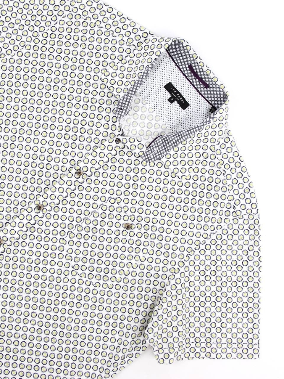 Ted Baker TED BAKER White printed short-sleeved shirt Size US XL / EU 56 / 4 - 6 Thumbnail