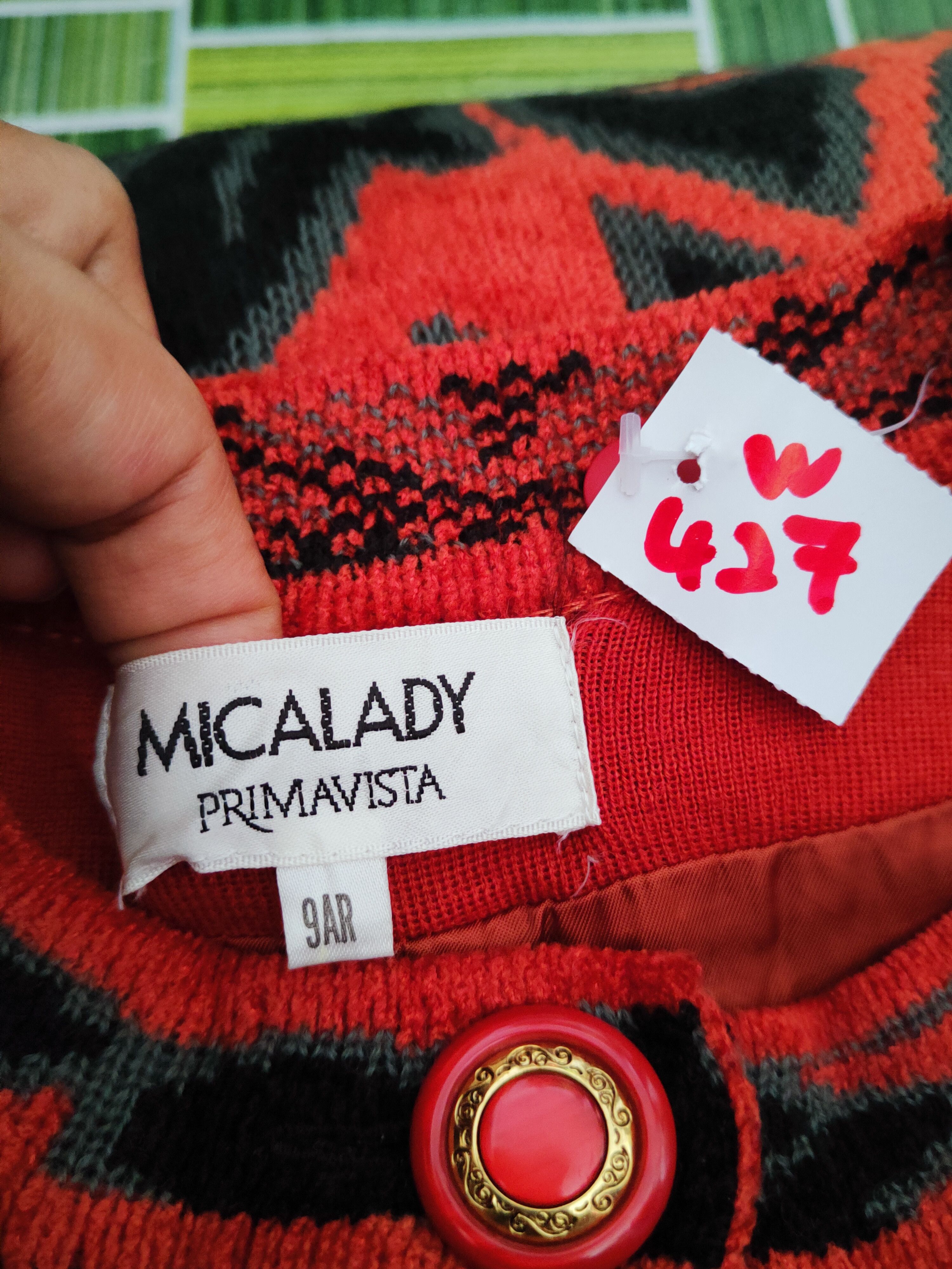 Japanese Brand Micalady Primavista Black Orange art Knitwear Cardigan #W427 Size L / US 10 / IT 46 - 11 Thumbnail