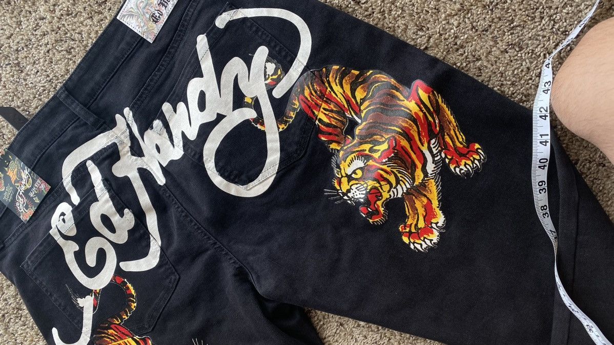 Christian Audigier × Ed Hardy × Japanese Brand Ed Hardy Christian Audiger black Pants jeans Tiger Big Logo Size US 36 / EU 52 - 2 Thumbnail