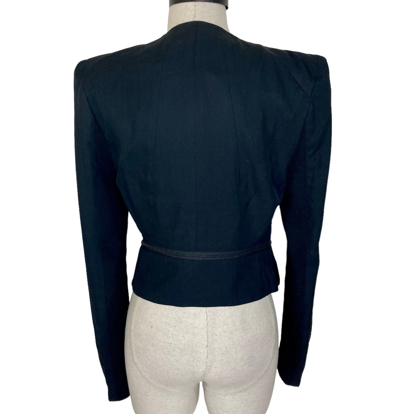 Other Mcginn black silk moto jacket, womens med convertible coat Size M / US 6-8 / IT 42-44 - 4 Thumbnail