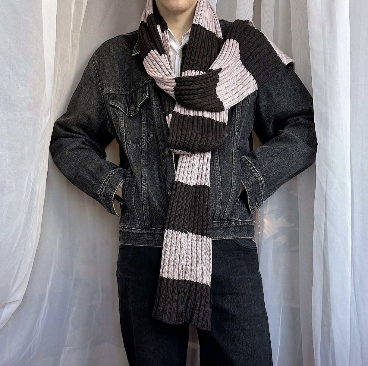 Prada × Streetwear × Vintage PRADA FW14 Long Striped Wool Scarf 