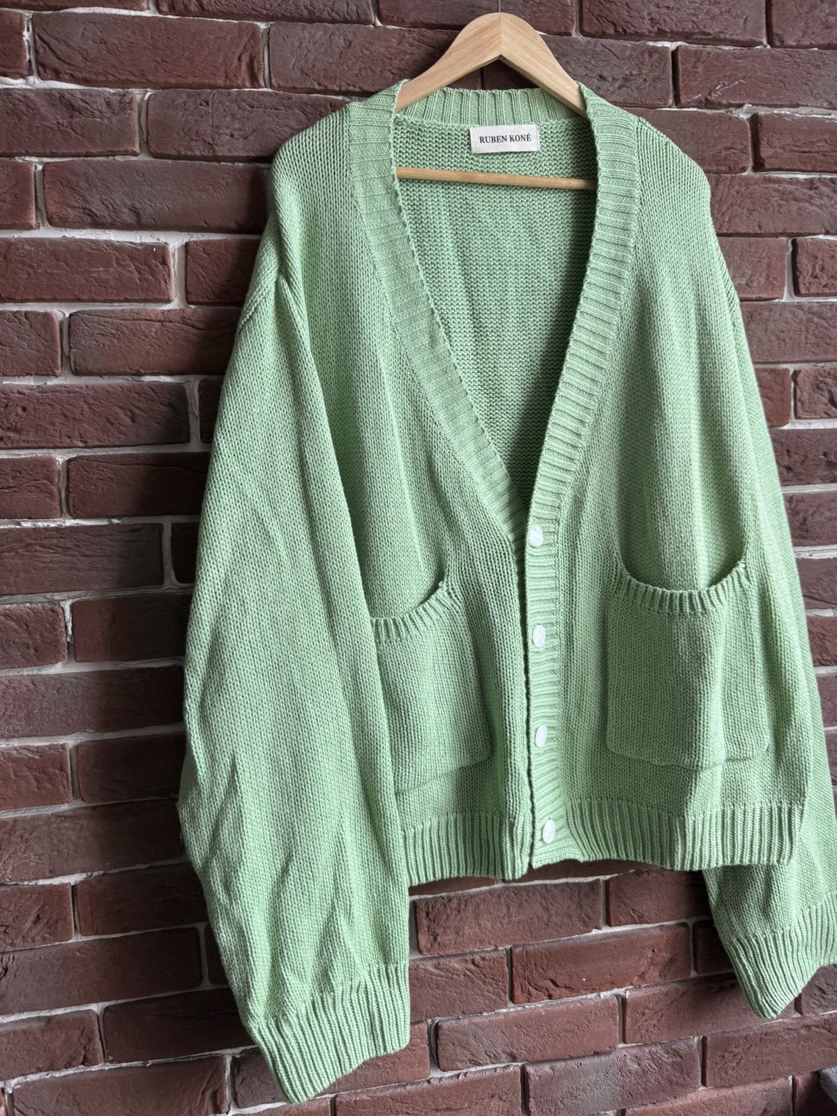Japanese Brand Rare Ruben Kone Cardigan Heavy Knitted Sweater Mint Large Size US L / EU 52-54 / 3 - 3 Thumbnail