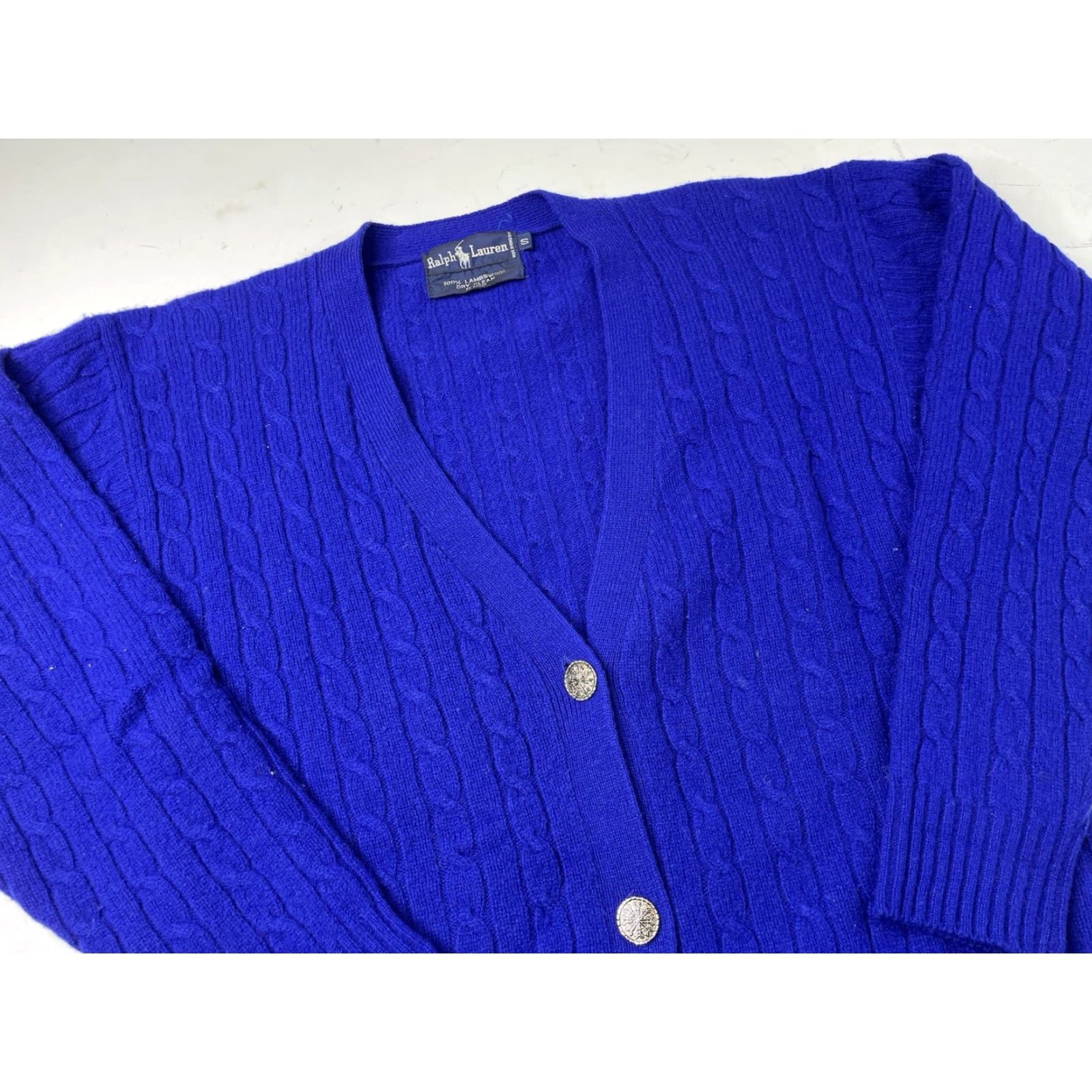 Polo Ralph Lauren VINTAGE Polo Ralph Lauren Cardigan Wool Cable-Knit Button Small Women Adult Regular Blue Sweater Size S / US 4 / IT 40 - 3 Thumbnail