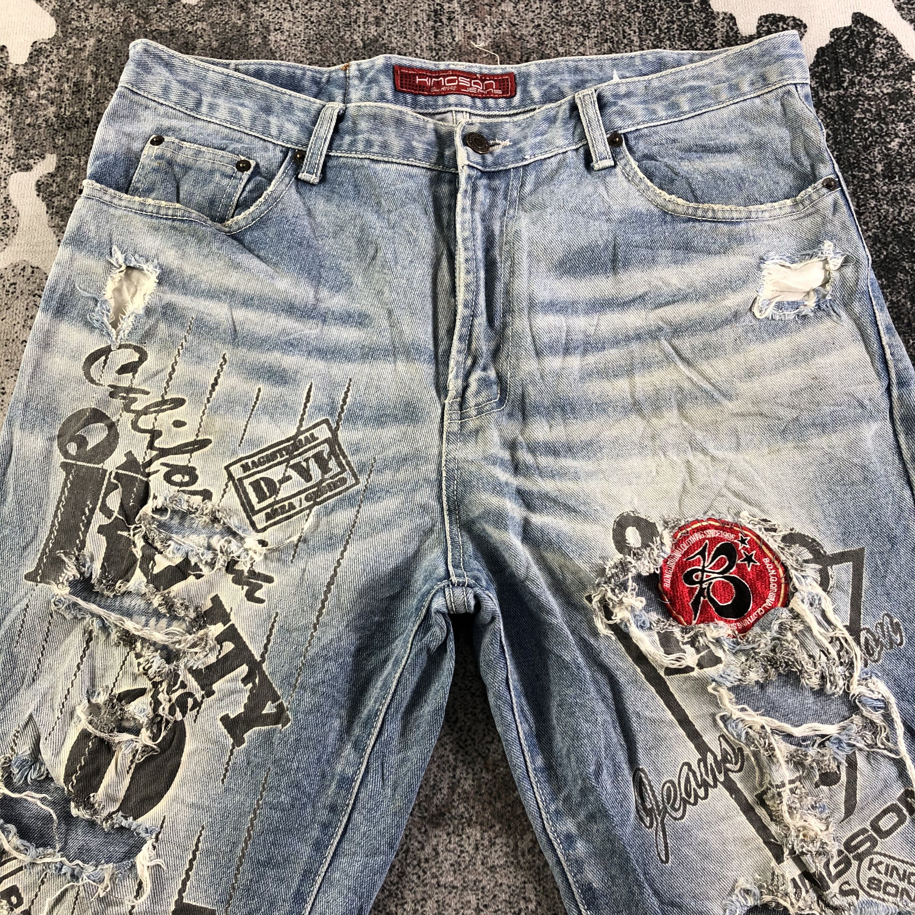 Japanese Brand Vintage Kingson Jeans Ripped Denim KJ3050 Size US 34 / EU 50 - 3 Thumbnail