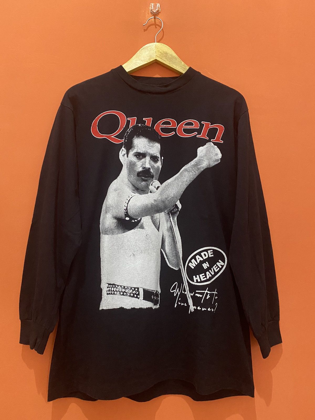 Band Tees × Vintage 🔥RARE🔥 Queen Freddie Mercury Made in Heaven LS Boot tee Size US L / EU 52-54 / 3 - 1 Thumbnail