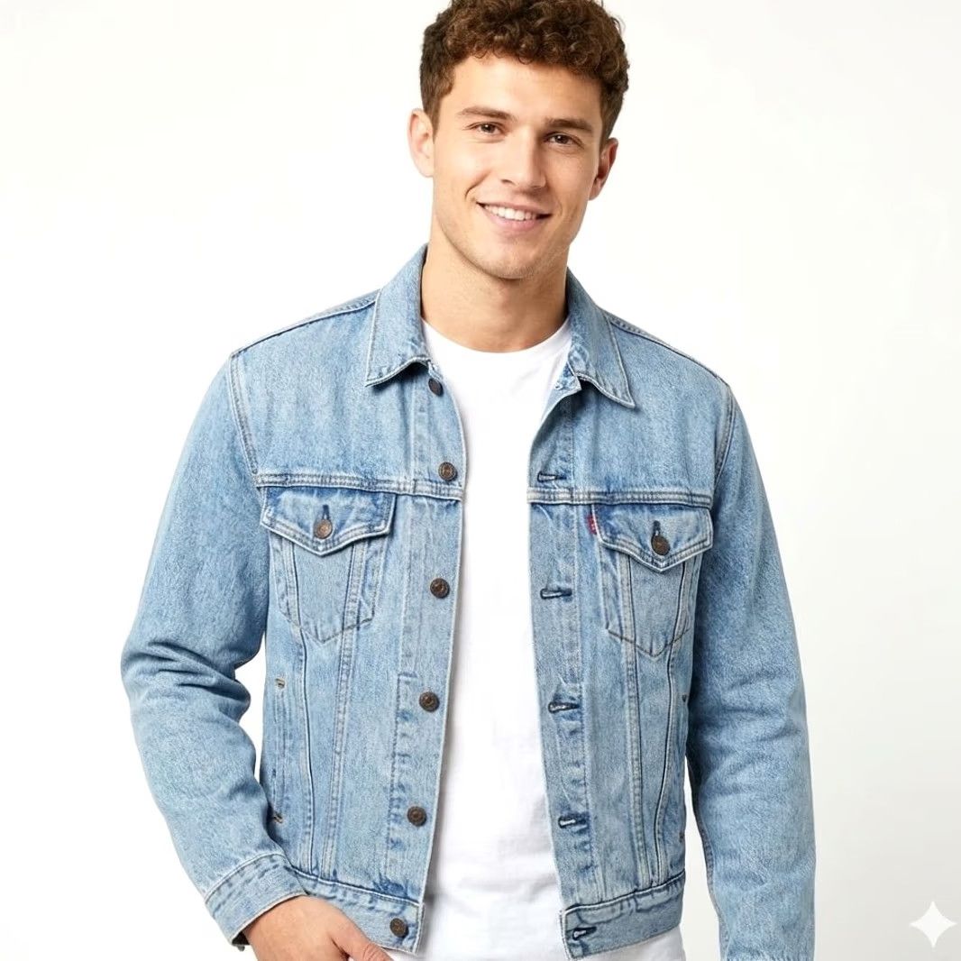 Levi's VINTAGE Levi's Trucker Jacket Denim 70598 Mens S Light Wash Blue Coat 90s Retro American Size US 29 - 2 Thumbnail